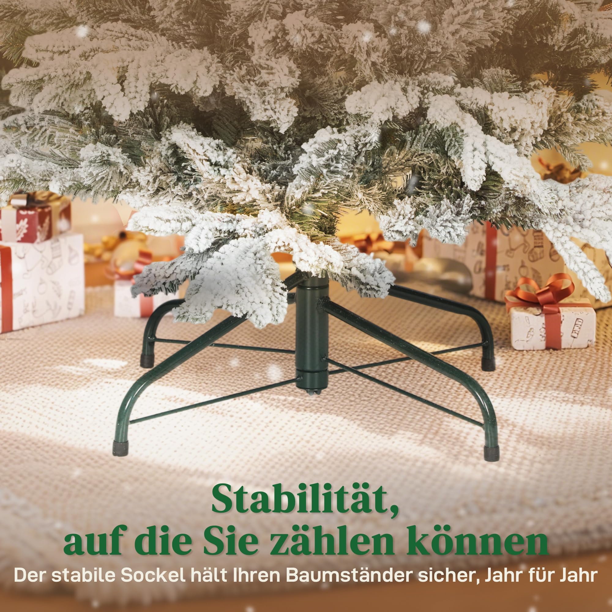 HOMCOM Künstlicher Weihnachtsbaum 150cm mit Schnee 1162 Zweigen Grün | Christbaum, Kiefernbaum mit Klappbarem Metallständer