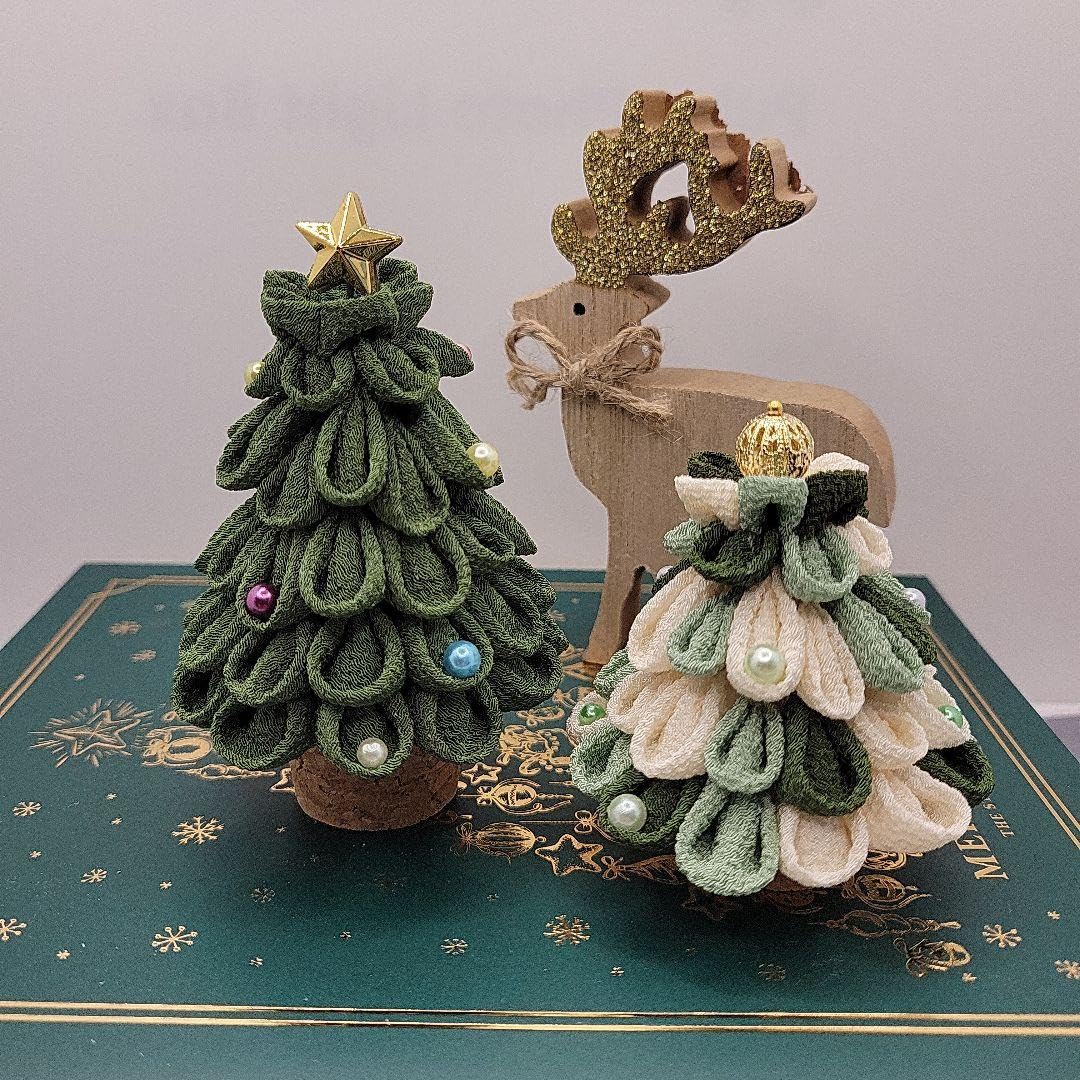 Xmasツリー(つまみ細工) Amazon | ちりめんつまみ細工 クリスマスツリー S⑨