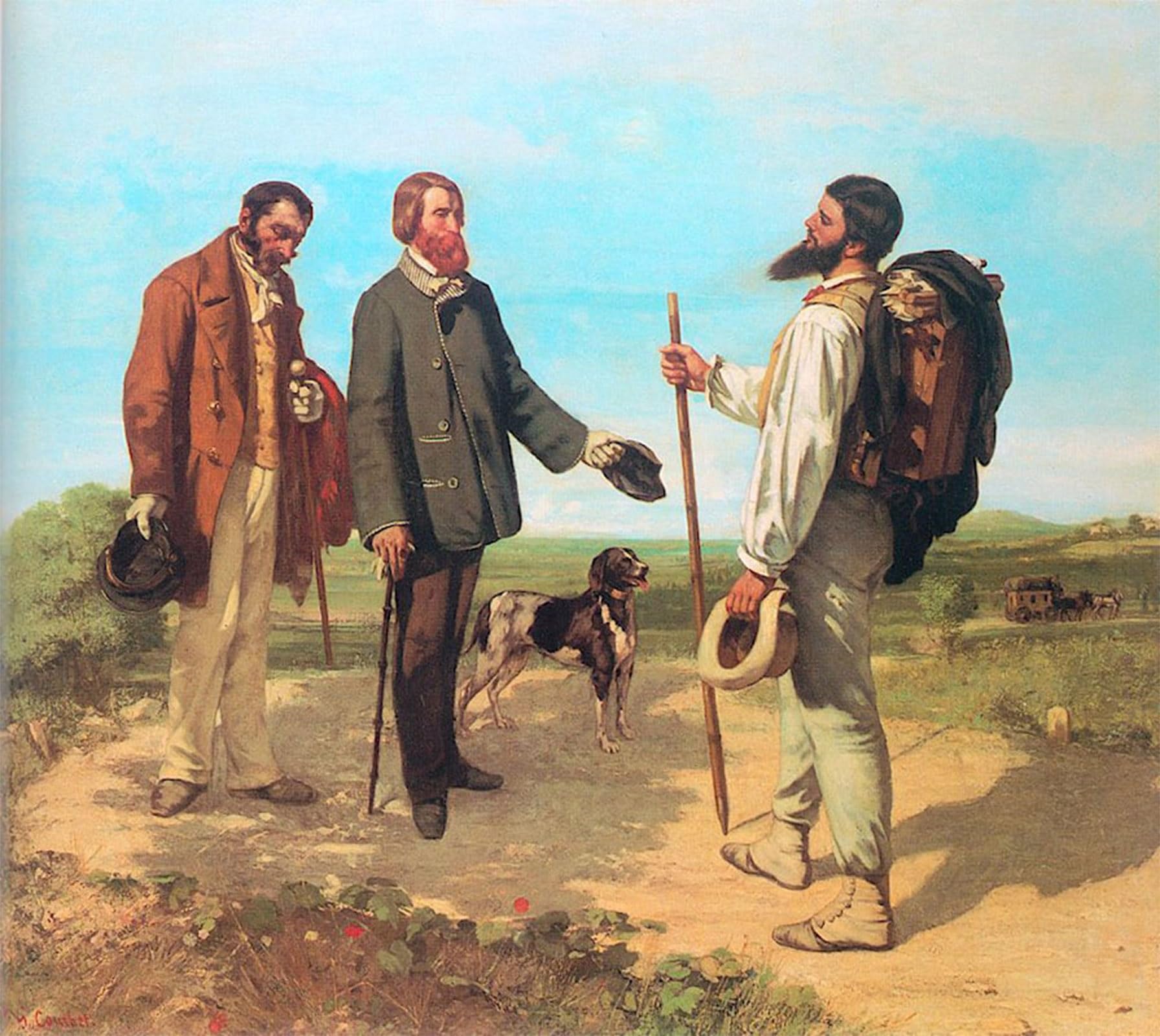 ARTXLXXBN Famous Print Painting Colorful Art Print the Meeting by Gustave Courbet Canvas Art Decorations for Home Decor 60x90cm