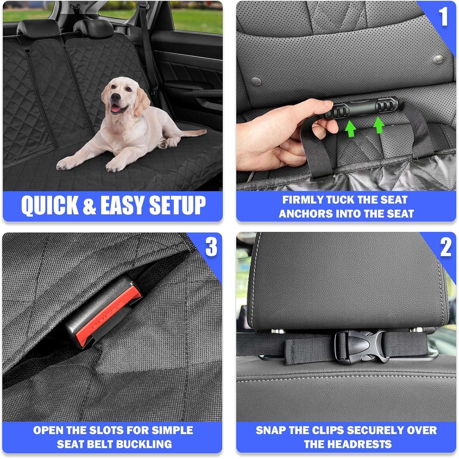 Yonktoo Coprisedile per auto per cani per sedile posteriore, copertura per sedile auto 60/40 diviso per piccole auto, SUV, camion - XL - 154,9 cm W