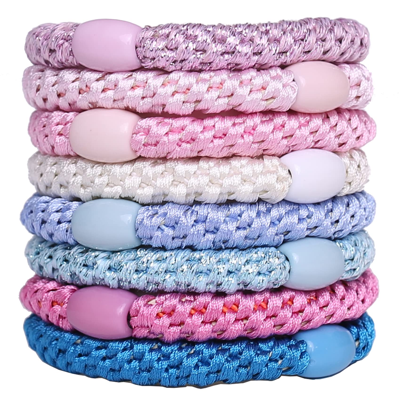 GYGYL 8Pcs Mixed Color Hair Ties for Women Girls, Elastics Hair Bands Ponytail Holders for Thick Hair, No Damage No Crease Hair Elastics(Style 8)