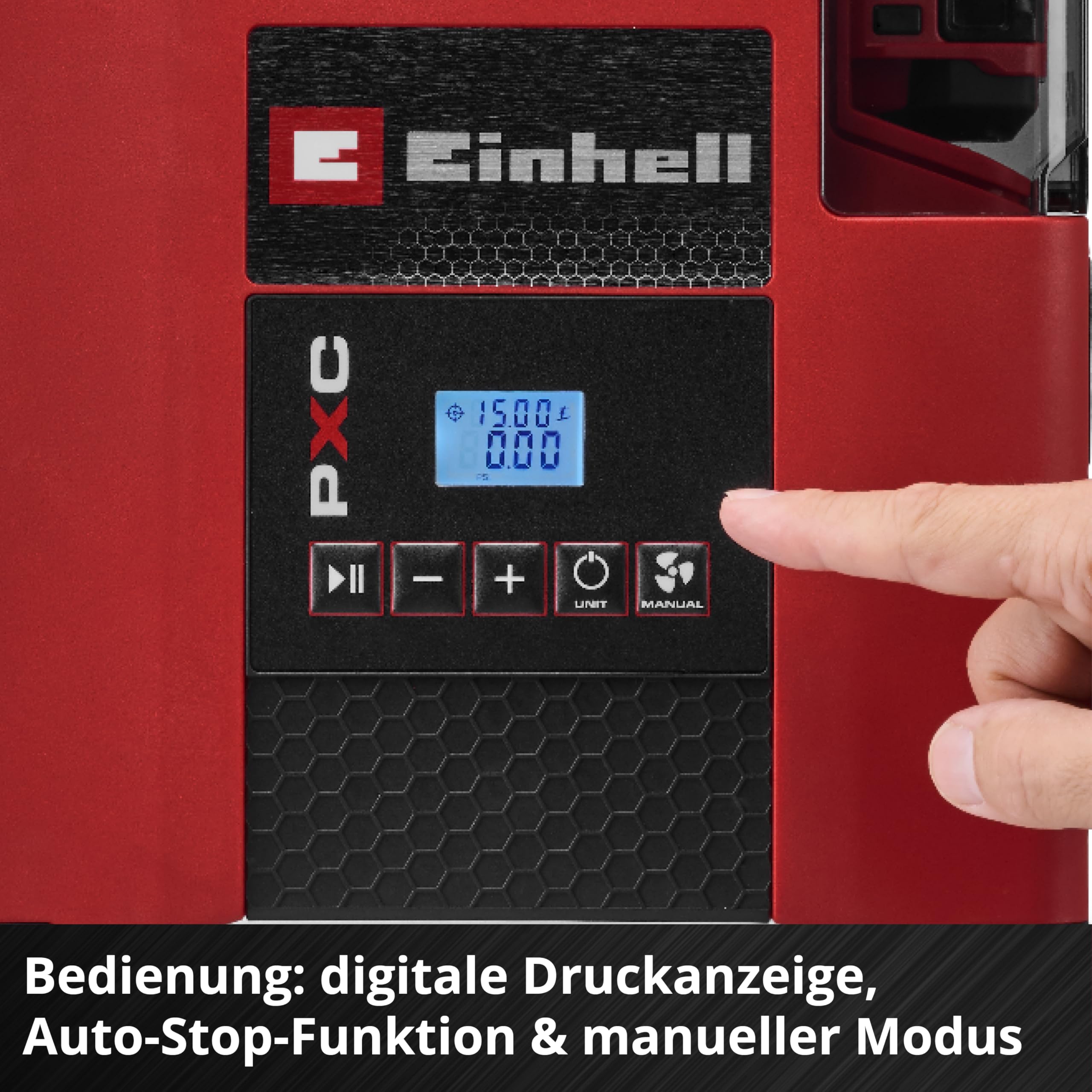 Einhell Akku-SUP-Pumpe SUPPERO 18/380 PXC (18 V, Inflation + Deflation, max. 1,38 bar / 20 PSI, max. 380 L/min, Auto-Stop, Tragegurt, inkl. 7 Adapter, ohne Akku)