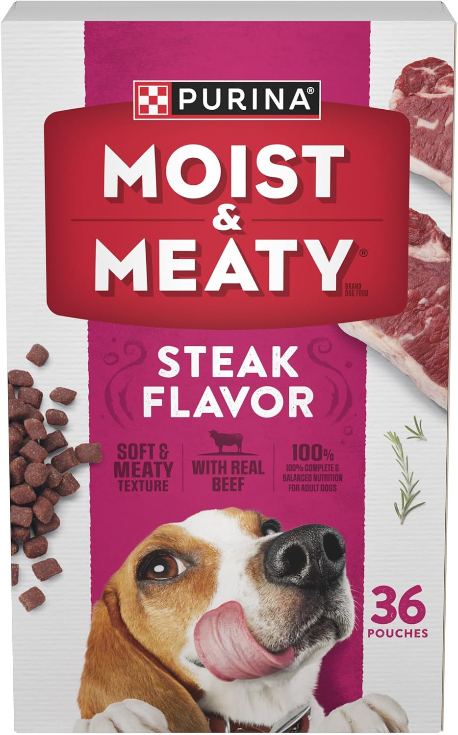 Product image of Purina Moist and Meaty Steak Flavor Soft Dog Food Pouches - 36 ct. Pouch