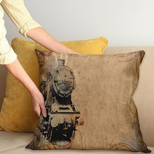 Miniatura 2 de Ambesonne Funda de cojín con diseño de motor de vapor, tren de hierro antiguo envejecido, estilo sepia grunge, estampado industrial, funda de