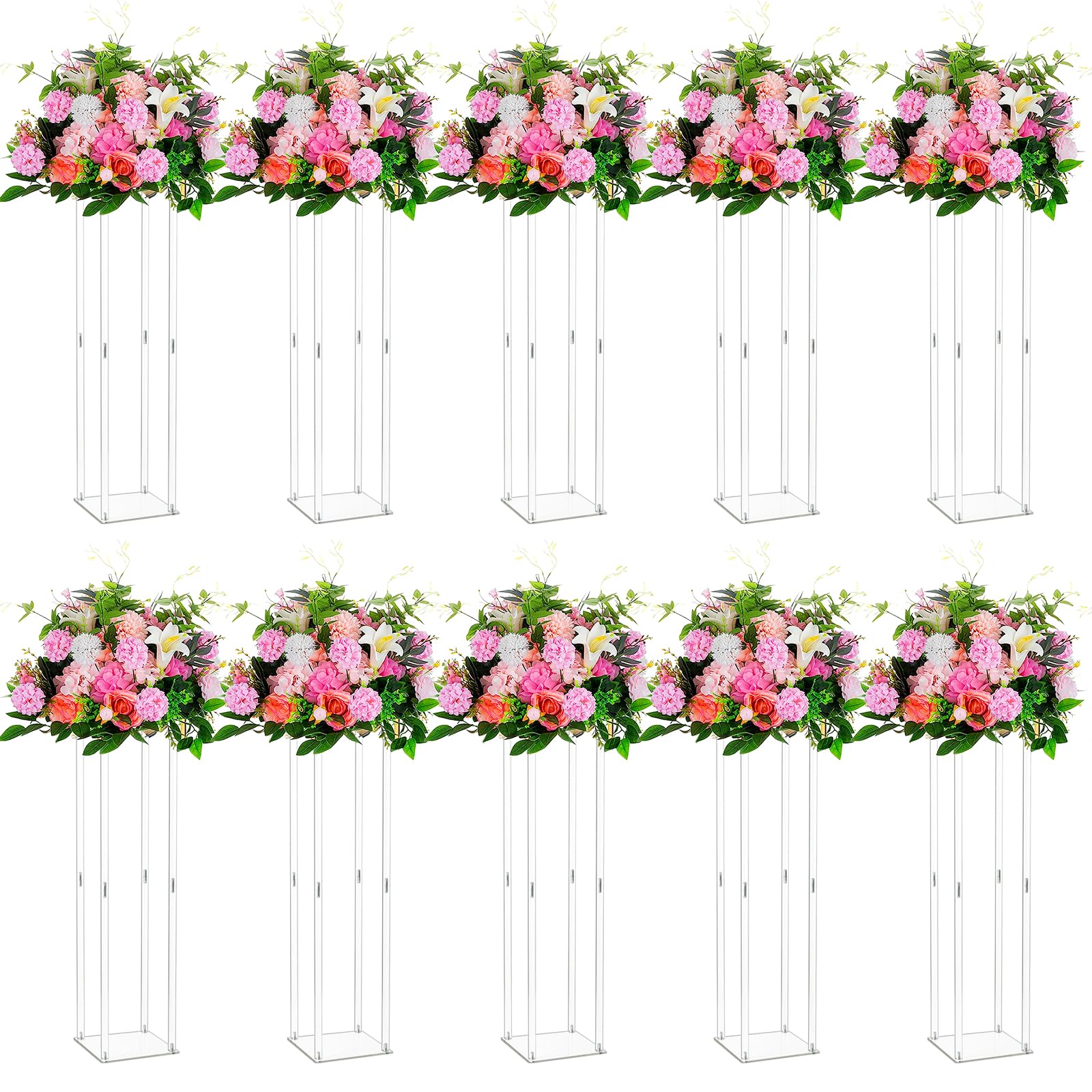 Panghuhu88 10pcs Acrylic Flower Stand, 31.5 Inch Tall Acrylic Vases Wedding Centerpieces, Clear Pedestal Stand,Wedding Flower Stand for Parties, Home Decor and Events(10)