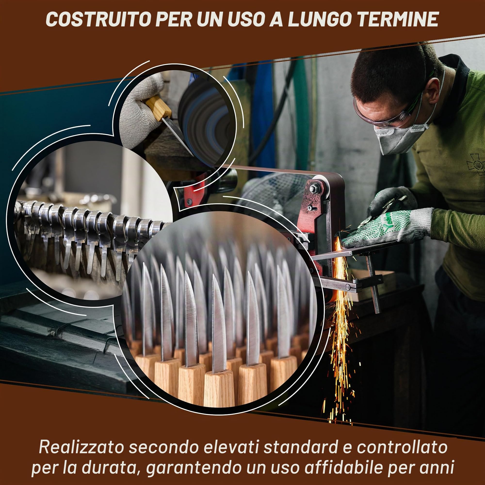 BeaverCraft S13L Set di utensili per intaglio del legno per intaglio di cucchiai Kit per intaglio del legno con 3 coltelli per principianti Uncino Sloyd Coltelli per intagliare cucchiai per mancini