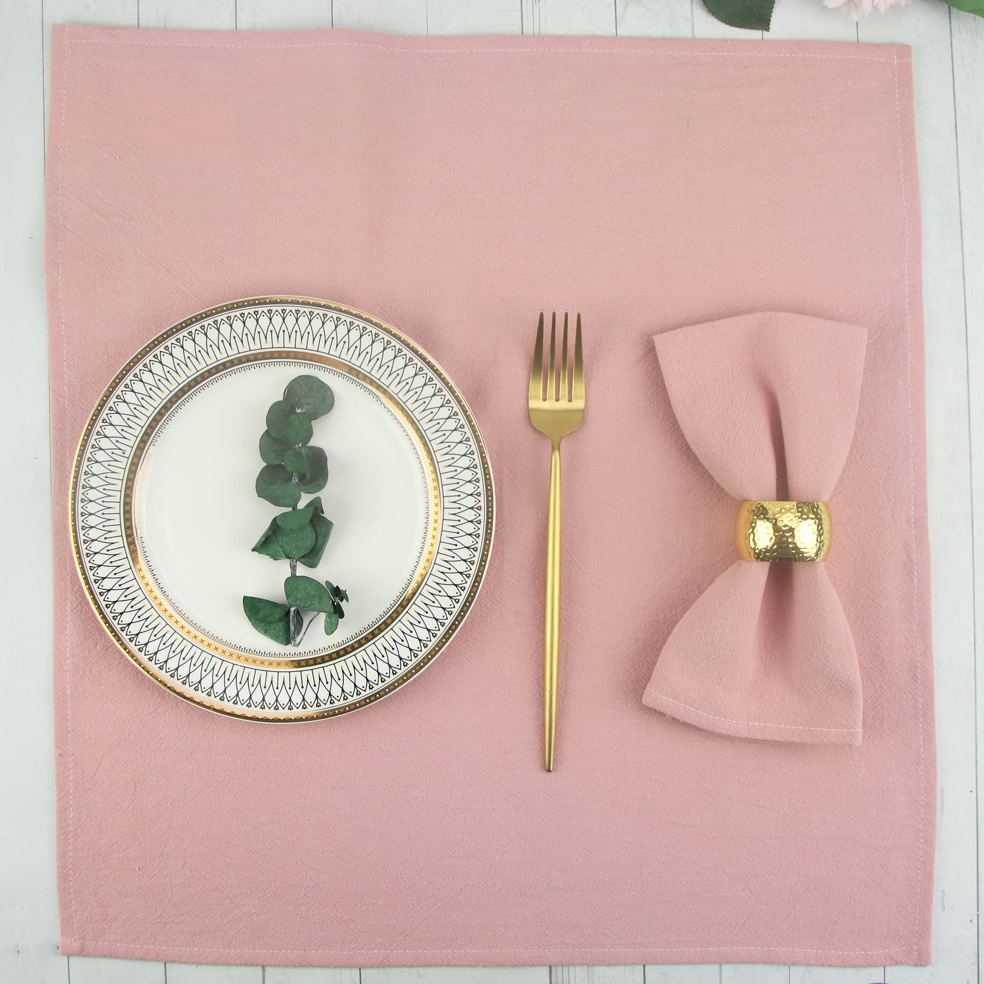 Servilletas de Tela de Cena de Color Liso, Juego de 12 (16.9 x 16.9 Pulgadas), servilleta de Mesa de Cocina de algodón Reutilizable, para Fiestas, hoteles y Uso doméstico (Rosa empolvado)