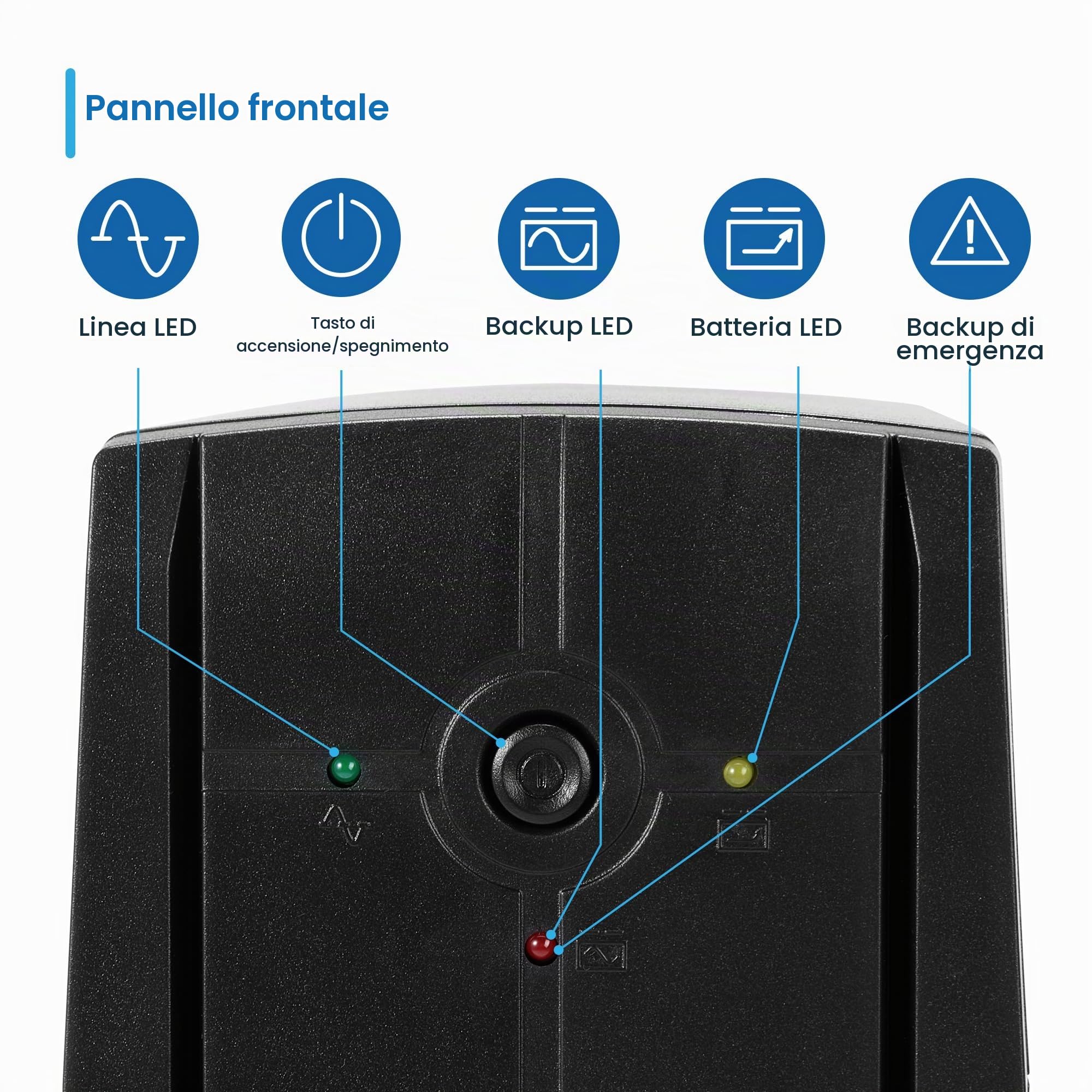 Ewent UPS Gruppo di continuità, Potenza 780VA (390W) 250V, Protezione da Sovratensioni,Sbalzi Corrente e Blackout, Autonomia 10 min, 2 prese Schuko EU, AVR Line Interactive per PC, Modem, Console
