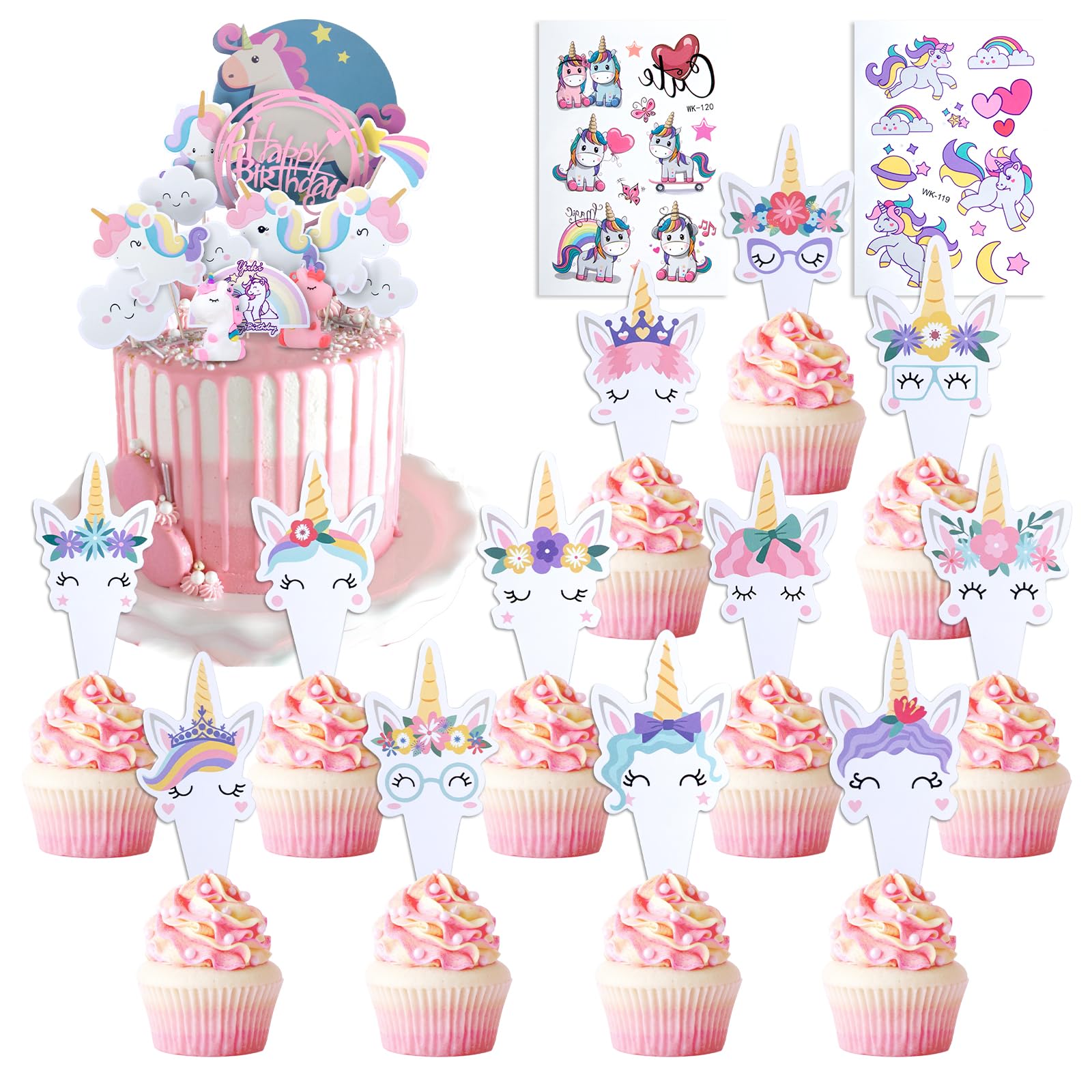 Aitsite Einhorn Cupcake Deko – 40 Stück, Lebensmittelecht Für Kindergeburtstag & Mottoparty