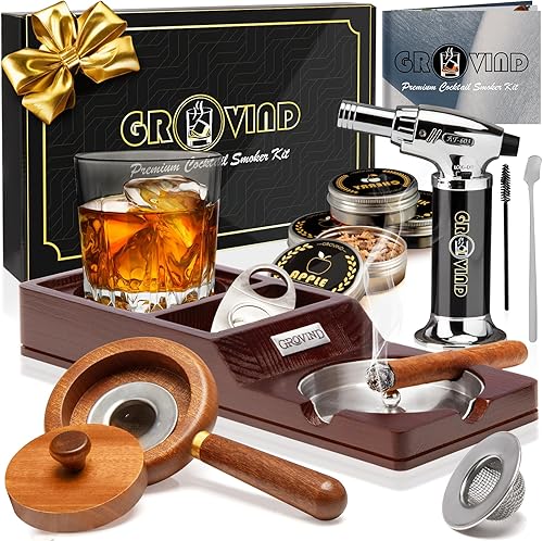 Kit de ahumador de cóctel con antorcha, kit de ahumador de whisky, kit de ahumador a la antigua, regalos de bourbon para hombres para el día del