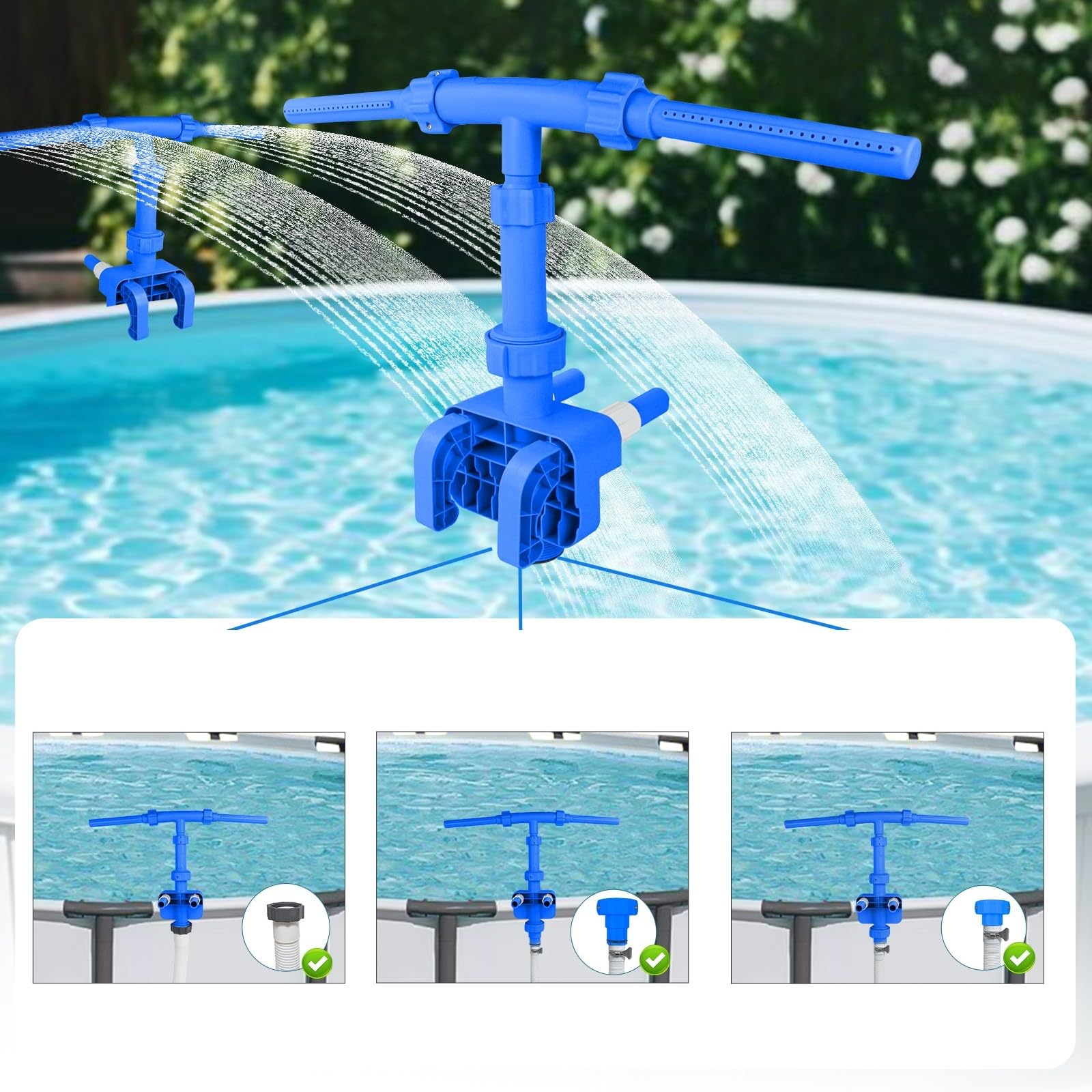 Qianly Arroseur J Piscine à Pincer | en crbe, Gonflable, Tête Pulvérition Piscine, Famille,