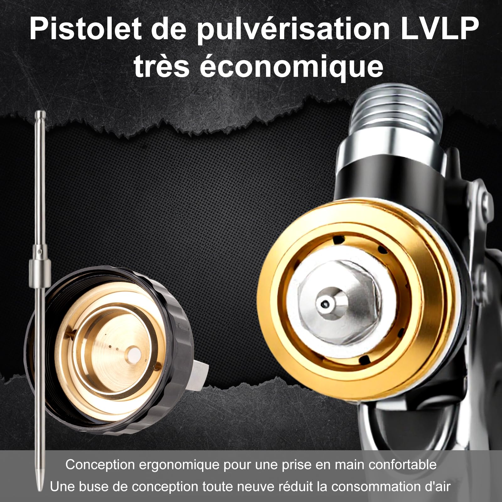 LVLP Pistolet pulvérisateur avec gobelet mélangeur de 650 ml et 10 gobelets jetables, buses de 1,3/1,7/2,0 mm, pistolet à peinture pour voiture, maison, meubles, clôtures, peintures et vernis de