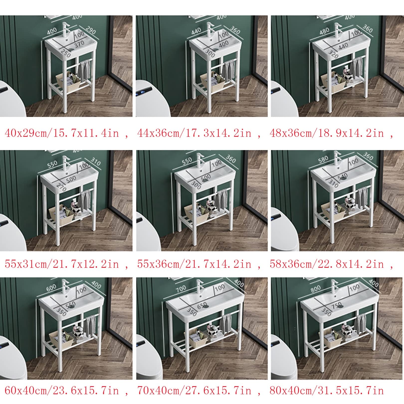 Blanco Lavabo de Cerámica,lavadero de Baño Lavabo de pie con Pedestal Lavamanos Pedestal Mueble de Baño , Fregadero con Soporte de Acero Inoxidable,Grifo,para Lavandería,Patio Garajes,Baños y Aseos (