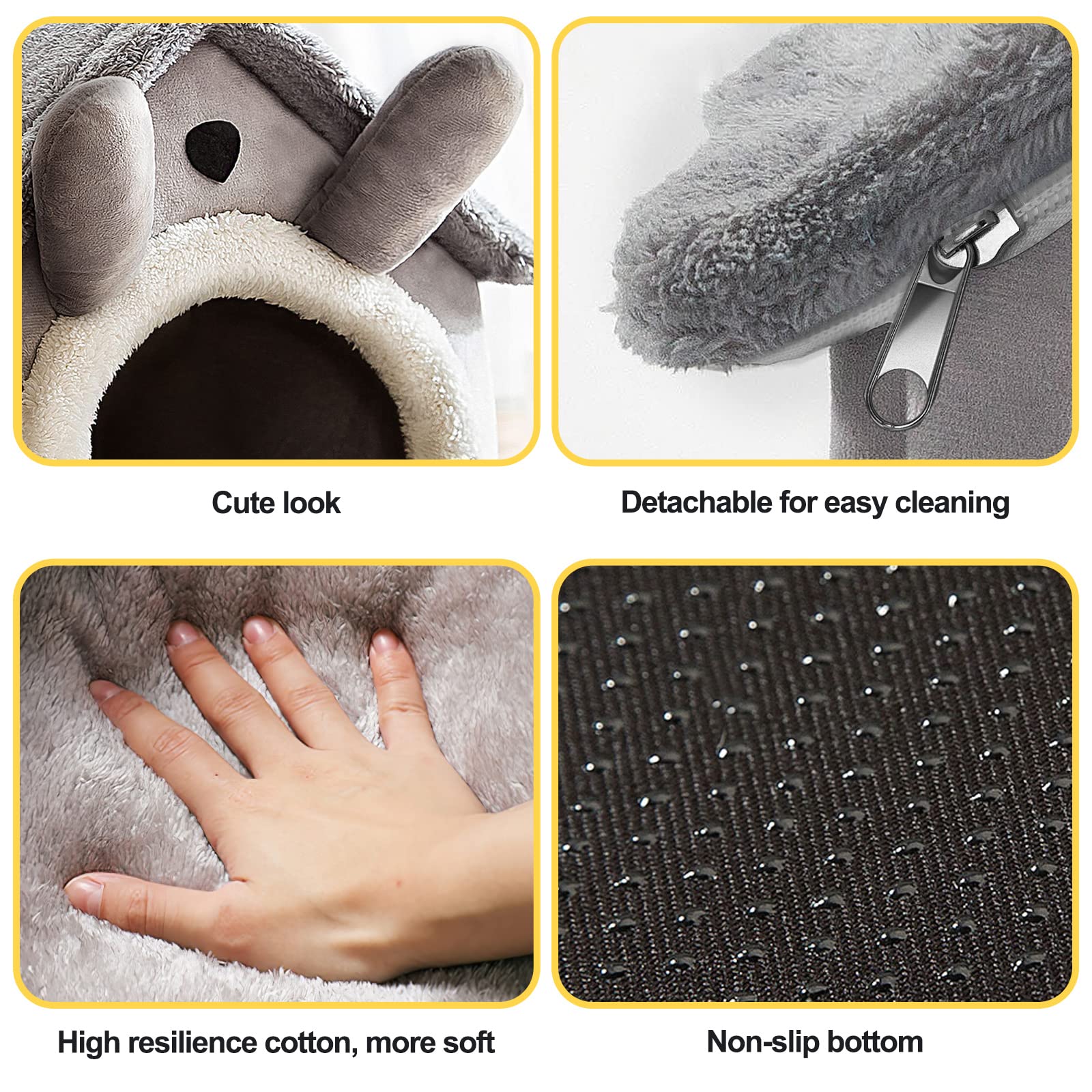 Galatée Lit De Grotte pour Chat, Igloo Chaud Et Confortable pour Chat en Peluche, Lit pour Chien Lavable avec Coussin d'oreiller Amovible, Améliore Le Sommeil, Maison De Chat Pliable(M, Gris)