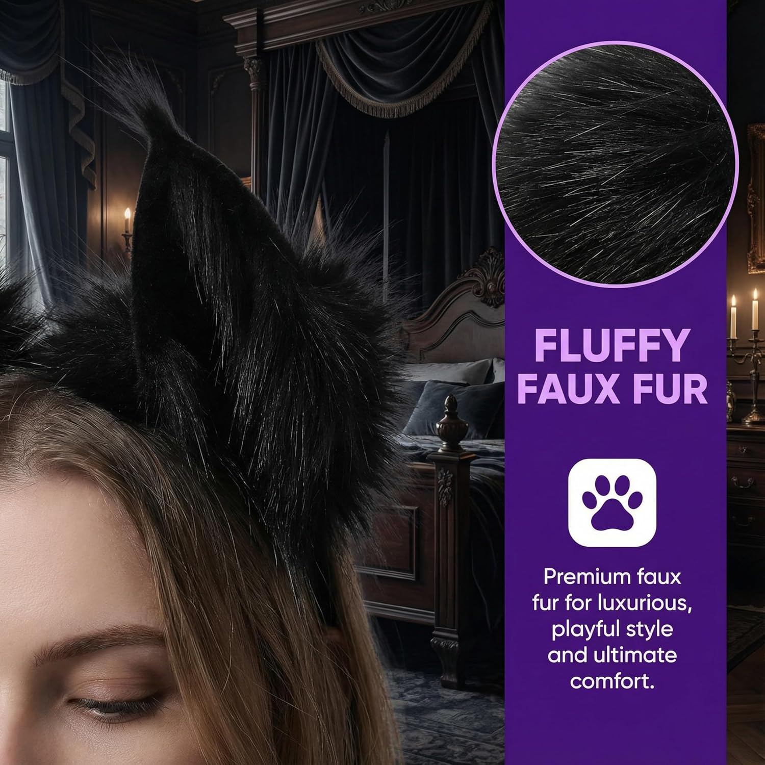 Fluffy Fox Anime Ears Cat Hairband Wolf Headband For Valenine Cosplay Costume Halloween - Image 2
