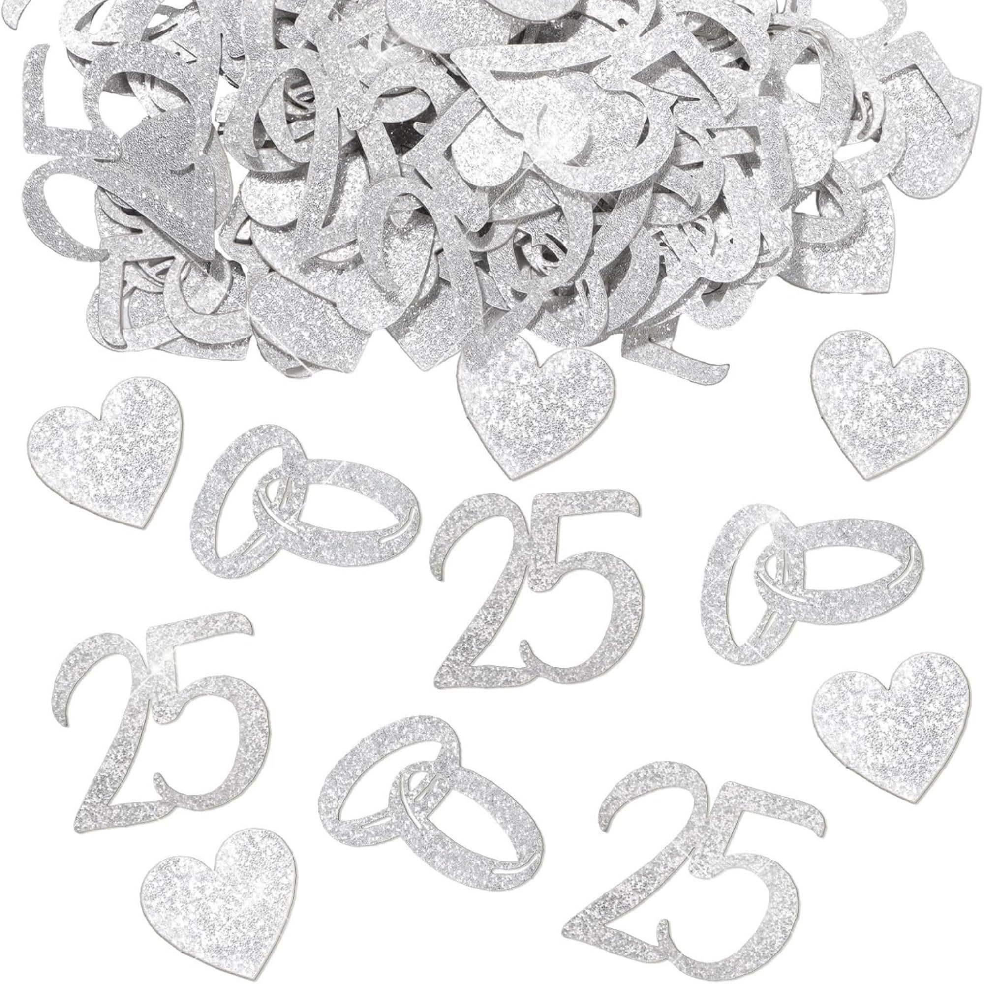 100 Stück 25th Silber Hochzeit Konfetti Glitzer Der Ring Lie