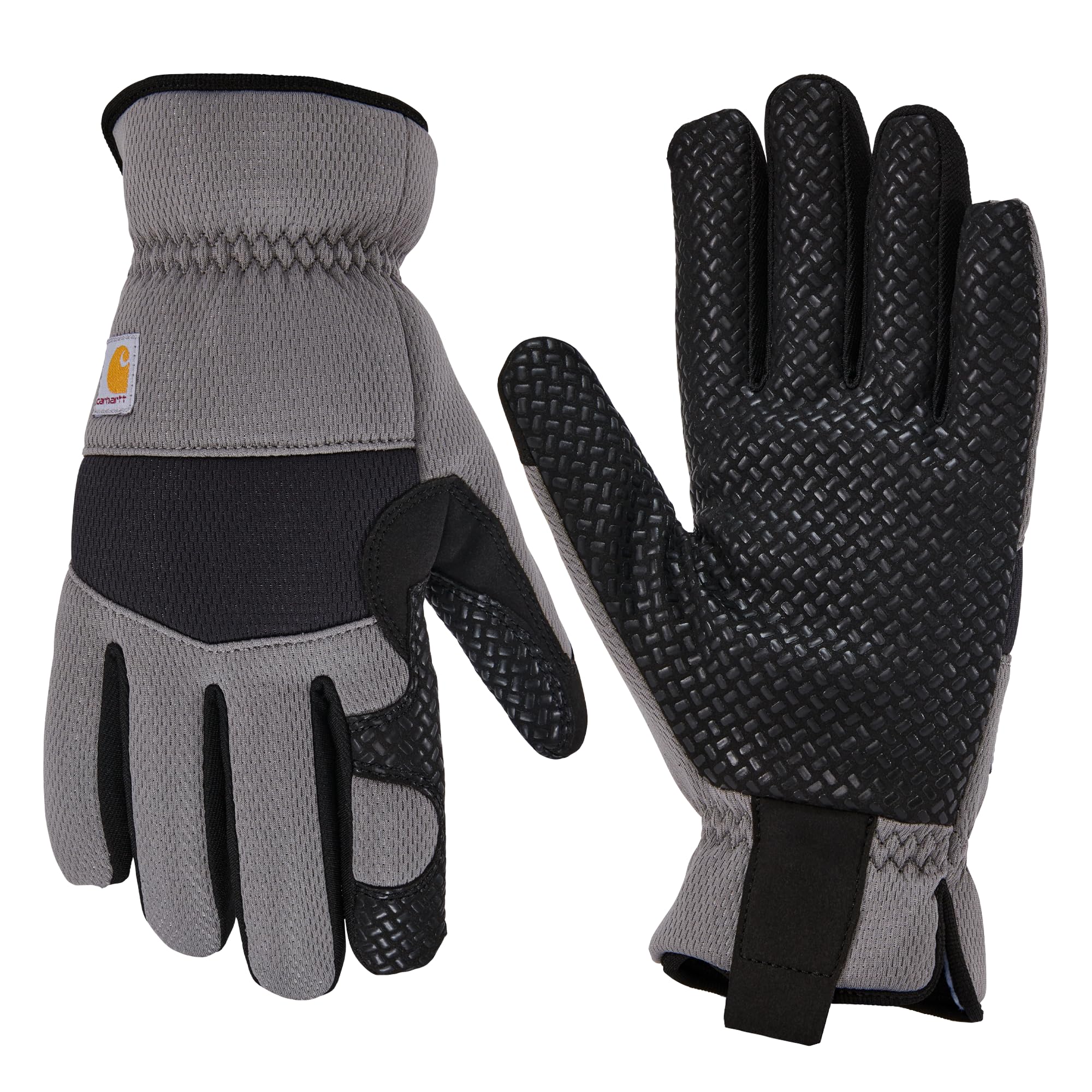 Carhartt Guante de alto agarre con forro térmico para hombre, color negro acero, talla L