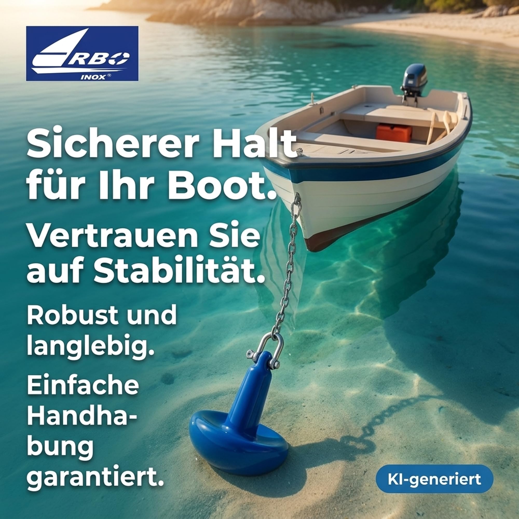 ARBO-INOX Pilzanker – Halt für Schlauchboot & Angelboot – mit Gummischutz