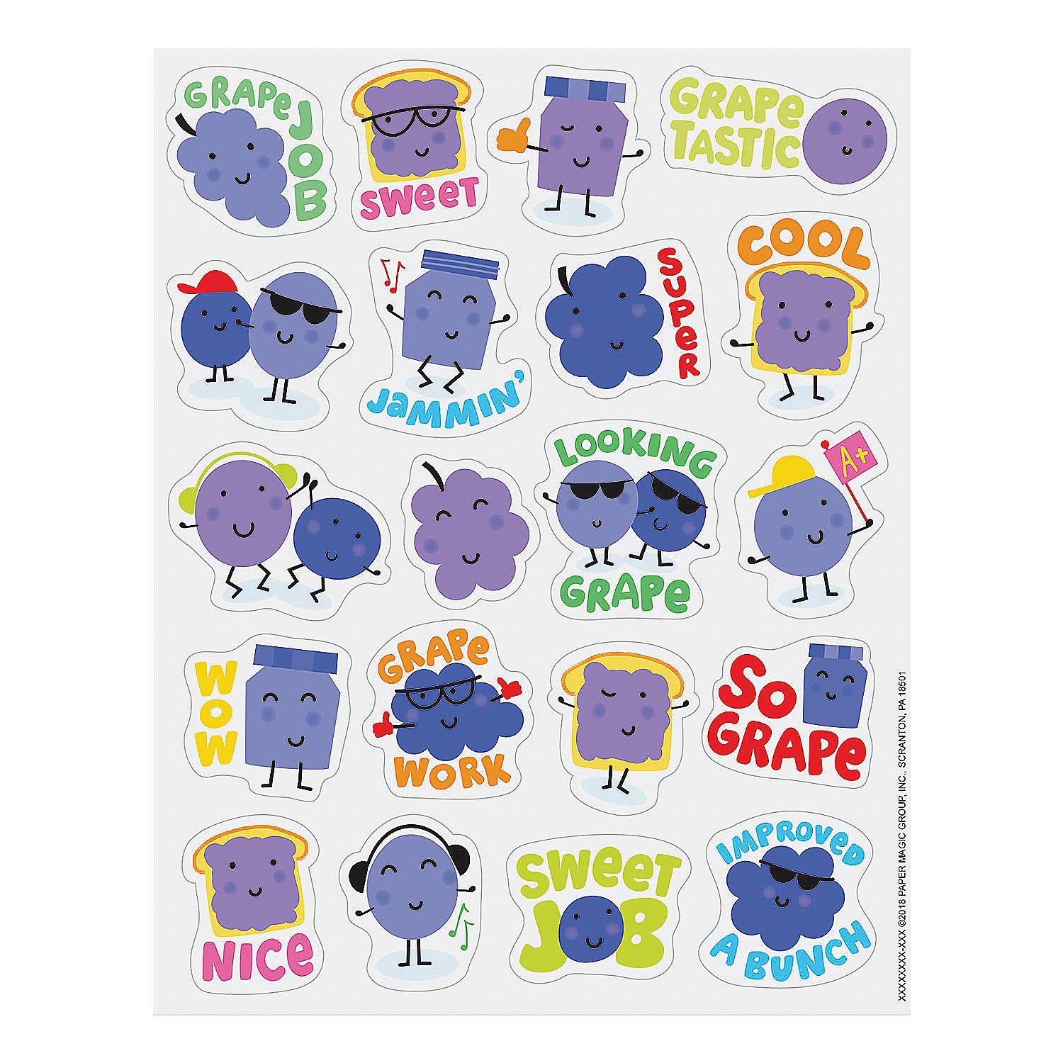 Fun Express Grape Scented Stickers - 80 Pieces - Educational and Learning Activities for Kids