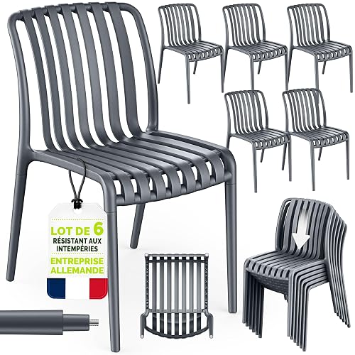 tillvex Lot de 6 chaises de Jardin empilables résistantes aux