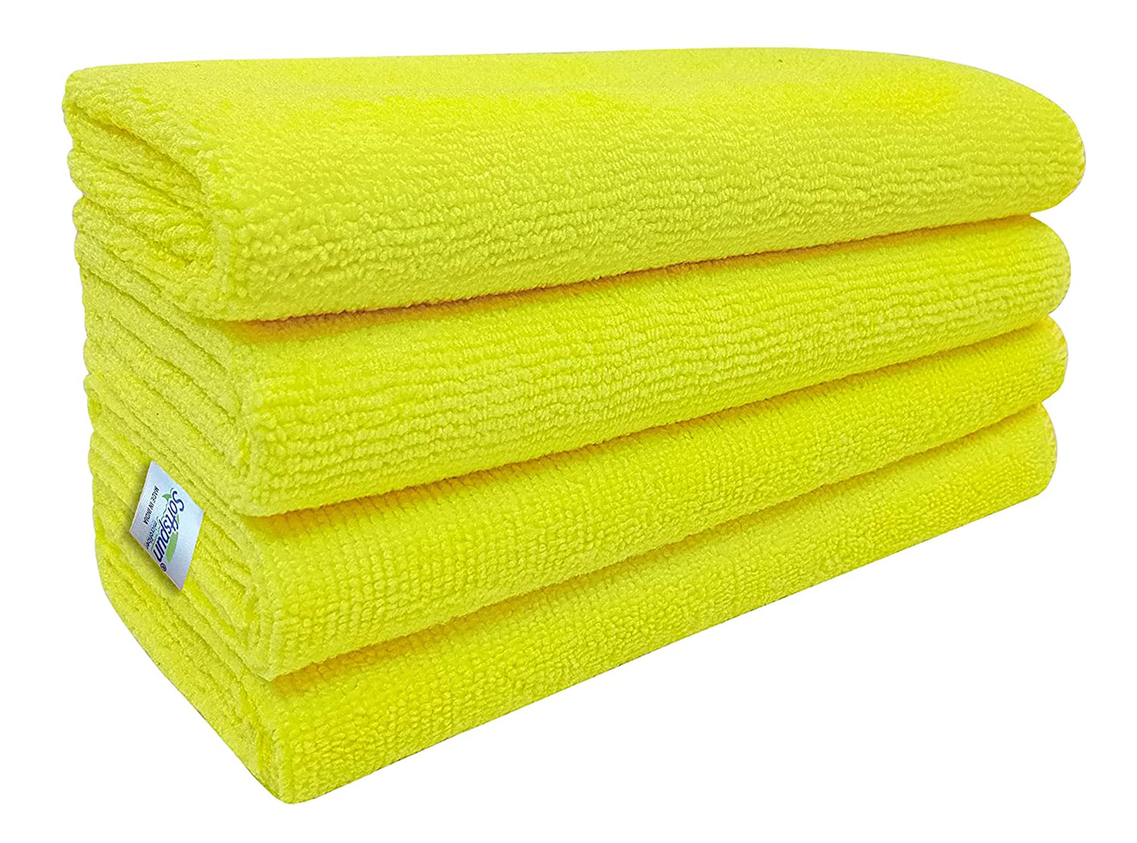 SOFTSPUN Microfiber Cloth 40x60 Cms, 4 Piece Towel Set, 340 GSM (Yellow) Multi-Purpose Super Soft Absorbent Cleaning Towels for Home, Kitchen, Car, Cleans & Polishes Everything in Your Home. (B07BP4N8W8) Amazon Price History, Amazon Price Tracker