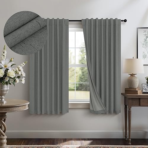 Miniatura 57 de 2 cortinas opacas blancas de 80 pulgadas de largo personalizadas, a prueba de ruido, modernas, con pestaña trasera, para cocina, sala, cabina, de