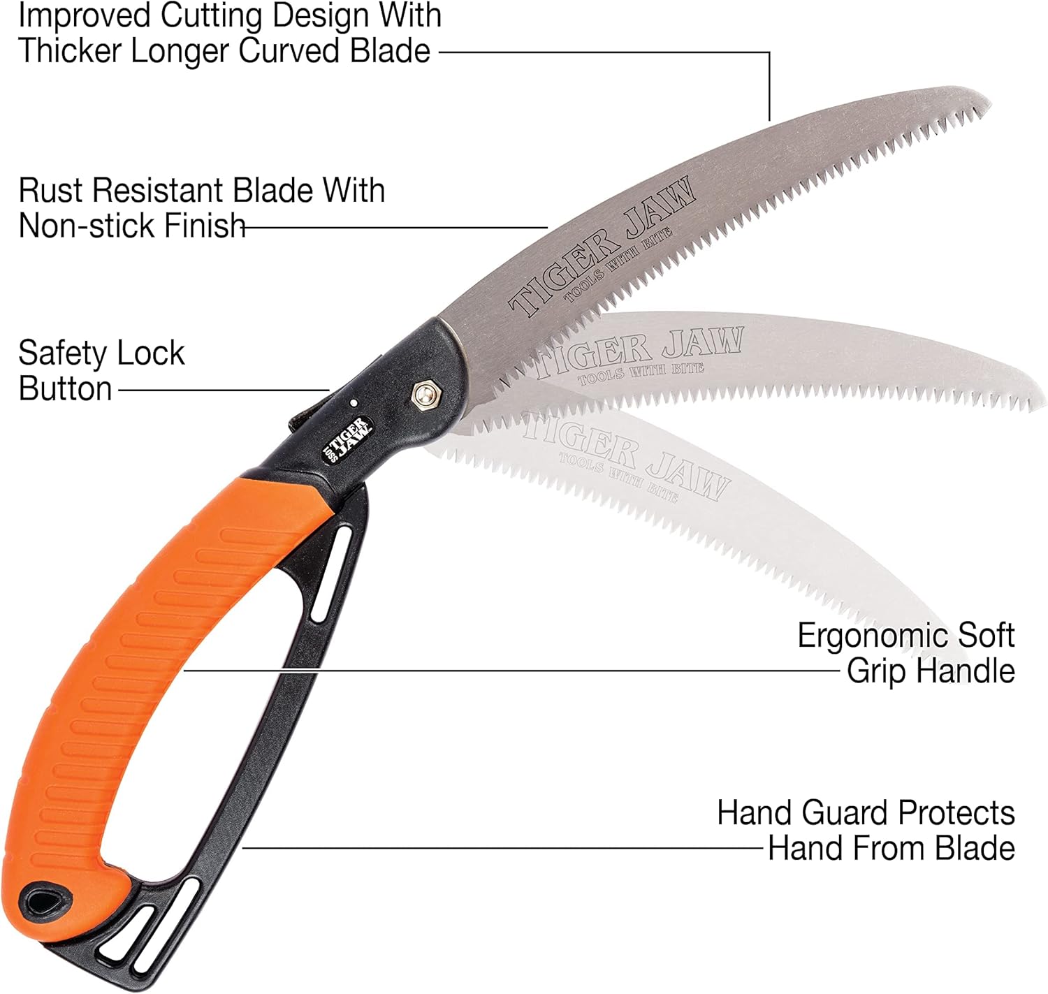 Professional Folding Safety Saw SS01 With Handle Guard Protects Hands From Curved Thicker 9.25 in/235 mm Triple tooth Blade Dual Directional Cutting with Safety Lock Blade Button