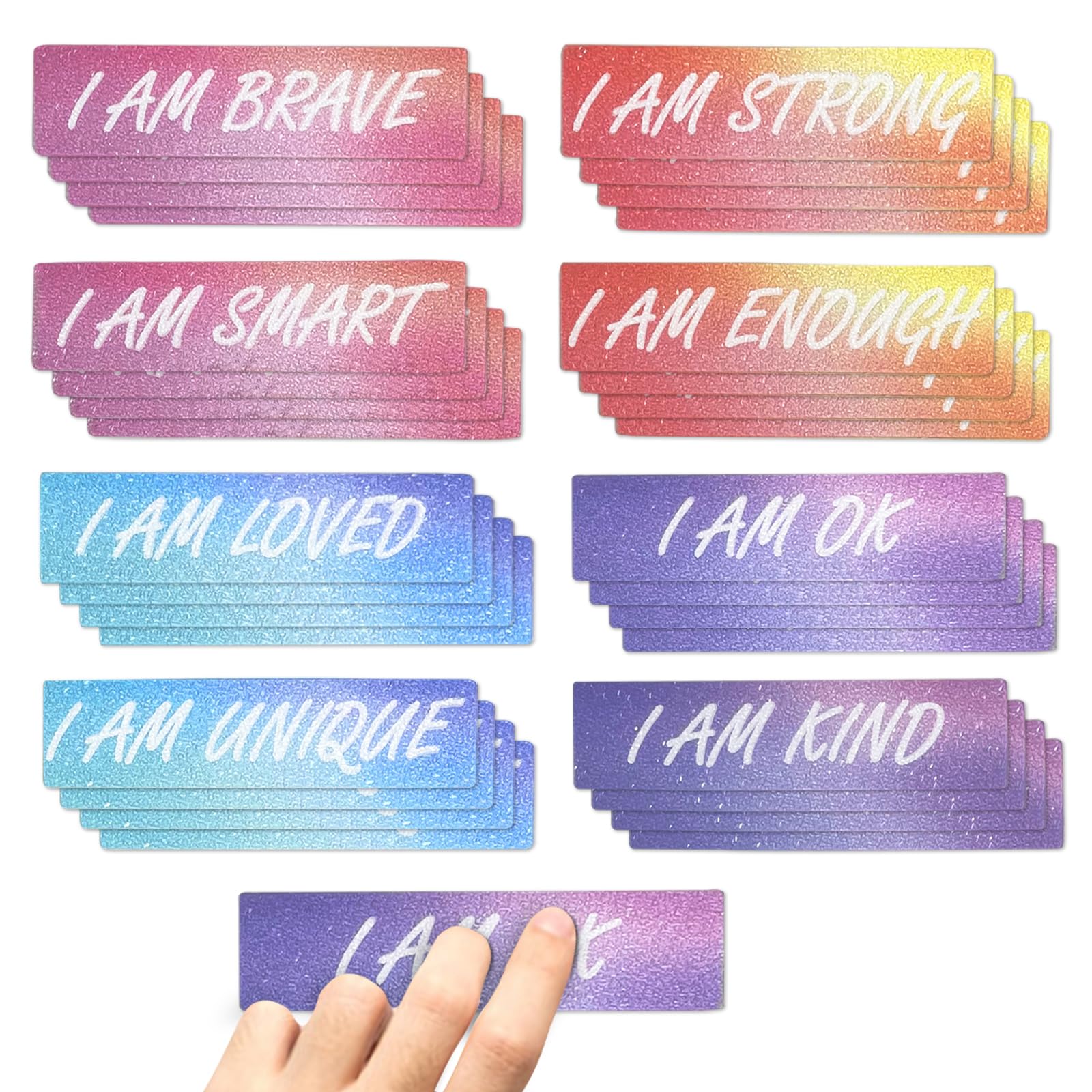 32 PCS Calm Strips for Anxiety Sensory Stickers, Calming Strips Tactile Rough Tactile Stickers, Textured Sensory Strips for Desk Classroom (Watercolor Style)