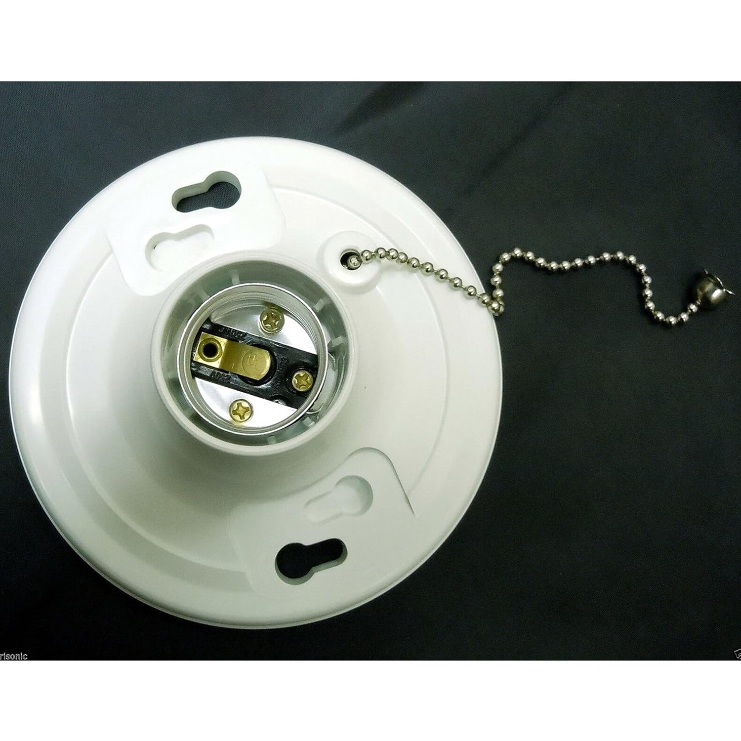 1 Ceiling Mount Light Bulb Socket Lamp Holder Pull Chain Fixture Fit Medium Base 125v 15A 1875W Screw Base Receptacle On/Off Switch Cord Utility Closet Basement Lighting Easy Install Incandescent
