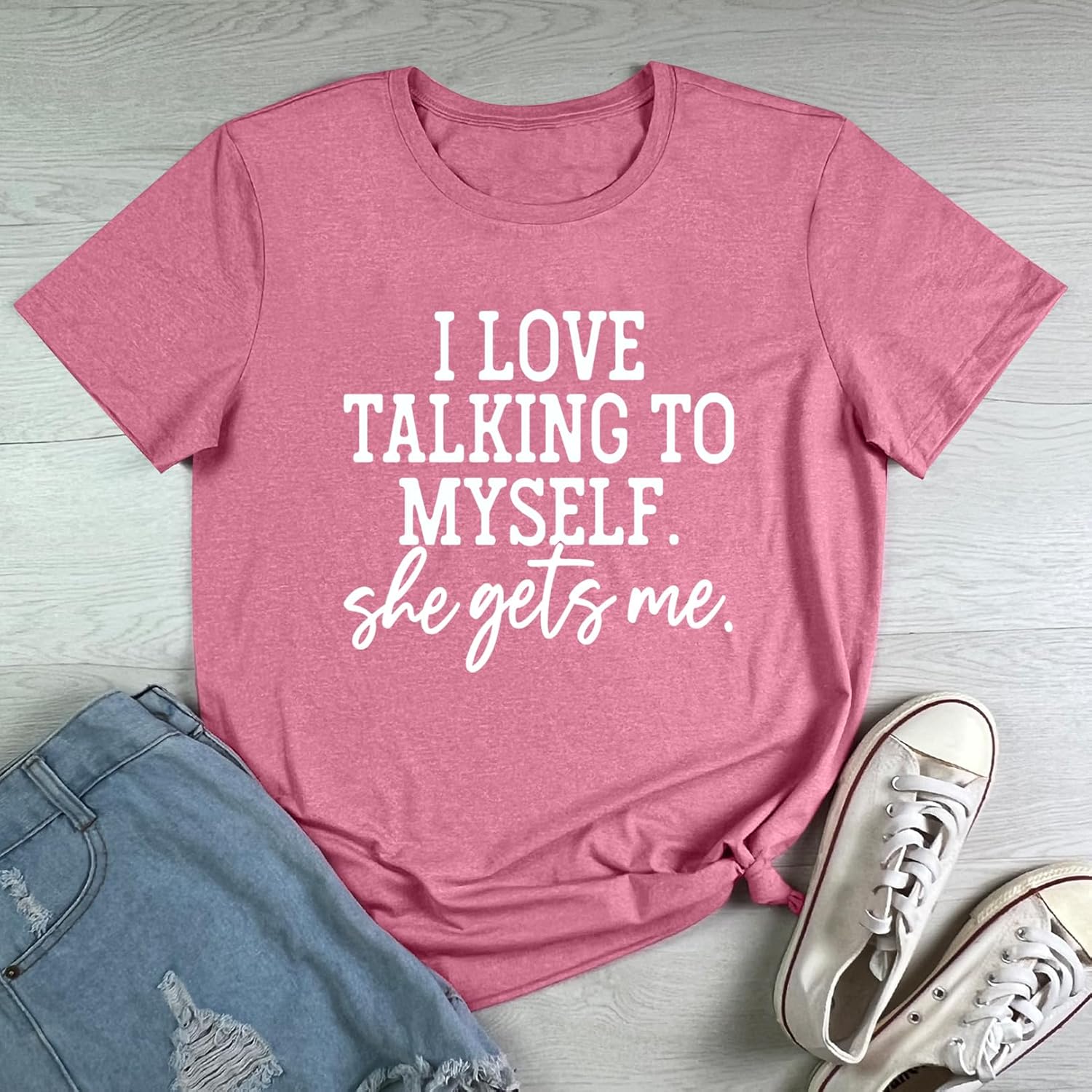LOOKFACE I Love Talking to Myself She Gets me Women Graphic Shirts Cute Tees - Image 2