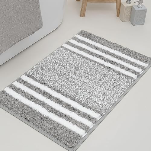 GRANNY SAYS Alfombras de baño grises antideslizantes, lavables, 24 x 16 pulgadas, extra suaves y absorbentes, para baño