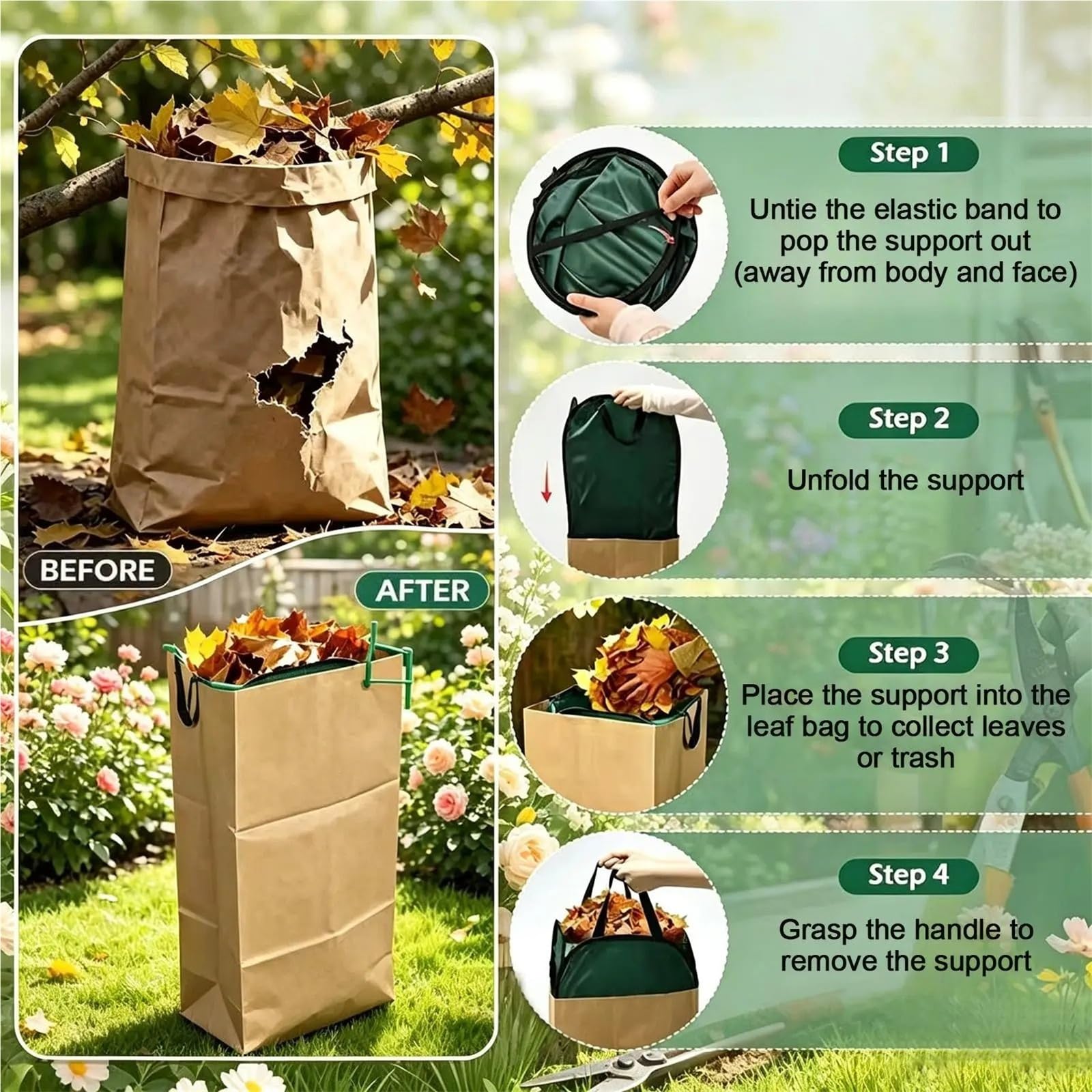 Bolsa para Residuos de Jardín Bolsa plegable impermeable for hojas de jardín