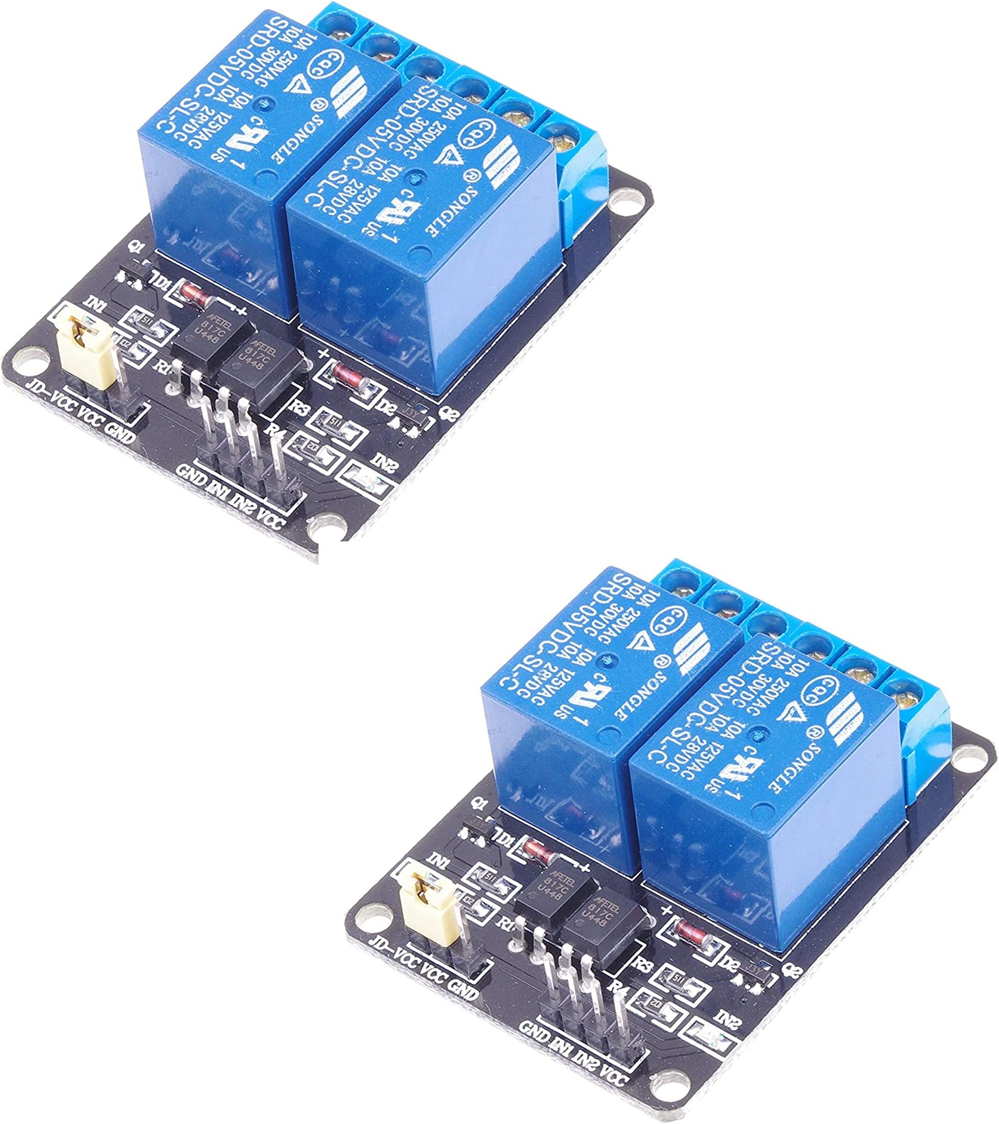 Techleads 2 Channel Relay 5V 10A Module Shield For Arduino Arm PIC AVR DSP (2 Pcs)