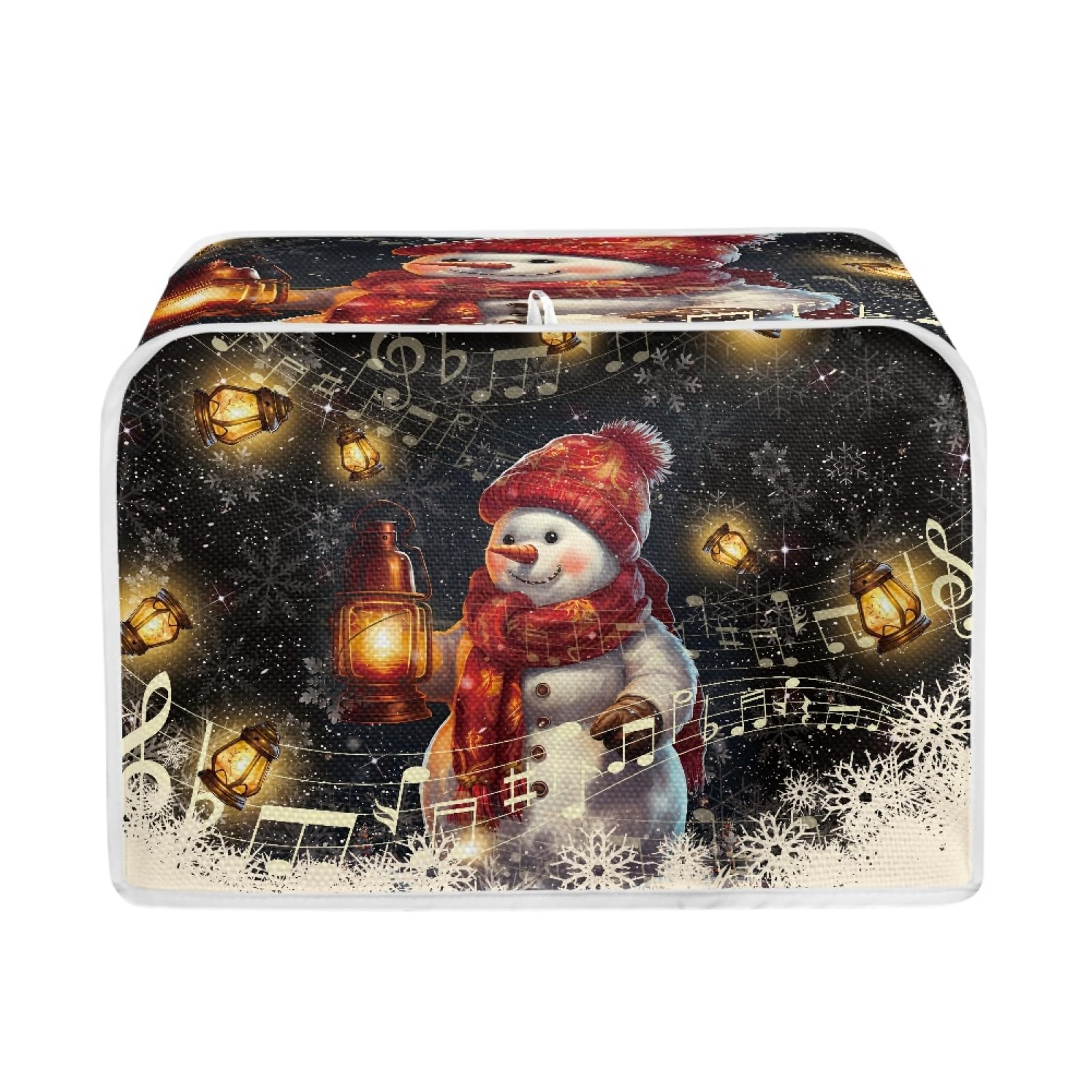 TOADDMOS Merry Christmas Night Snowman Toaster Cover 2 Slice Small Kitchen Appliance Dust Covers,Dust and Fingerprint Protection