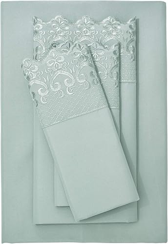 Miniatura 4 de BrylaneHome Juego de sábanas bordadas para hotel, tamaño Queen, color gris pardo