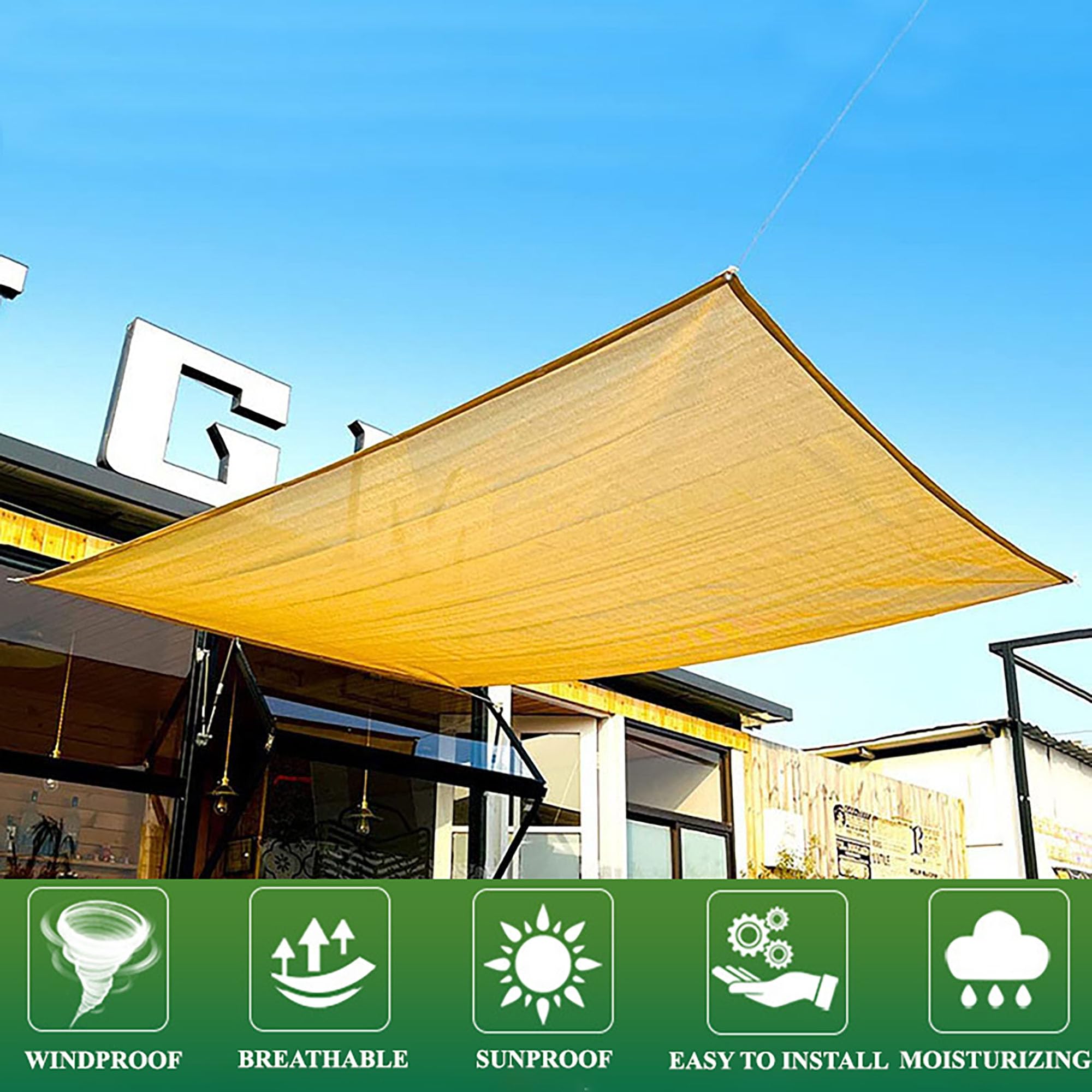 7X9m Schattiernetz mit Ösen,90% Shading Rate,Sonnenschutznetz Beige | Schattierungsnetz,UV-Schutz,Dick Schattiernetz Sonnensegel, Atmungsaktiv Beschattungsnetz für Gewächshaus,Garten,Außen,Dach