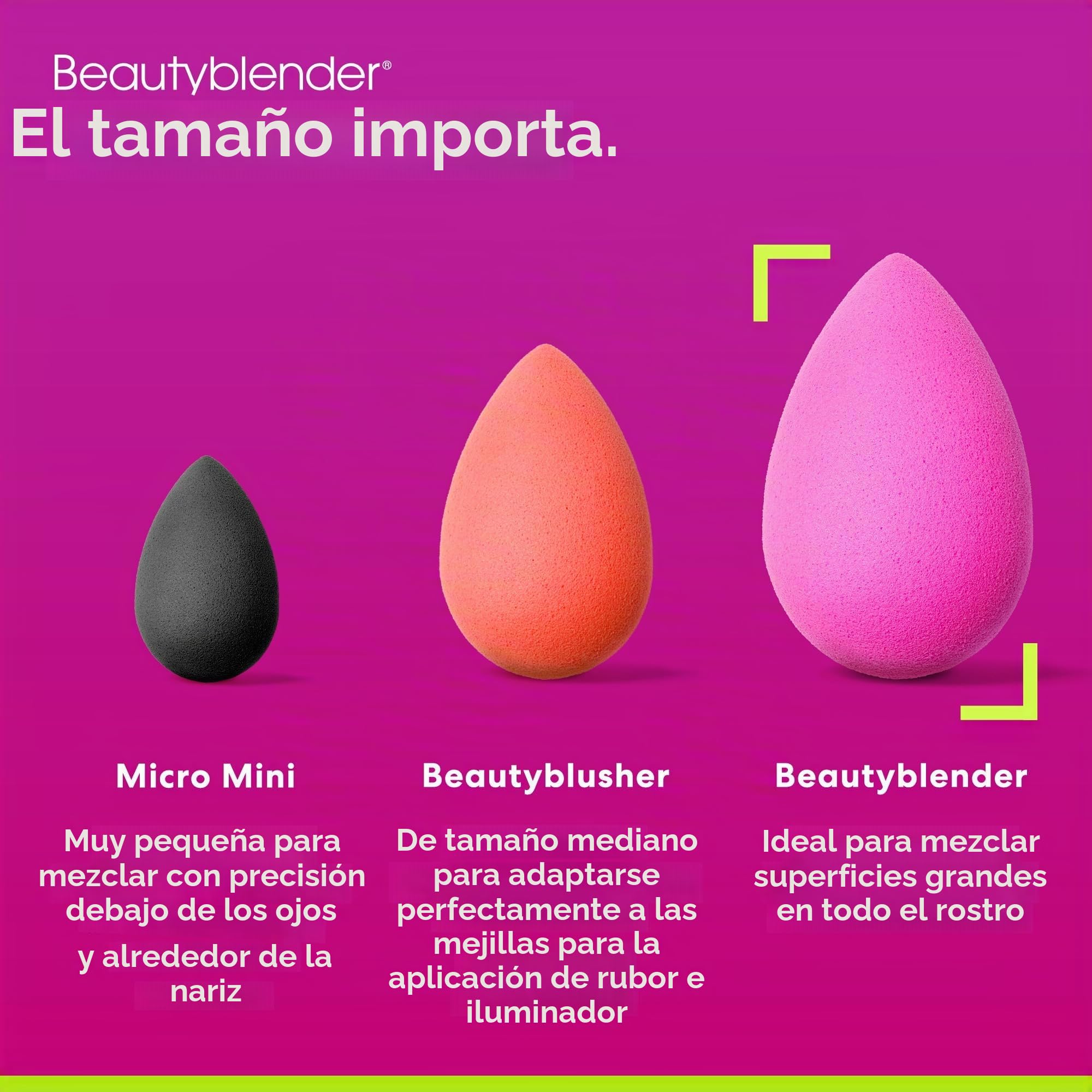 Beautyblender® Original Rosa Esponja de Maquillaje Mezcla Bases Polvos Cremas Reutilizable Lavable