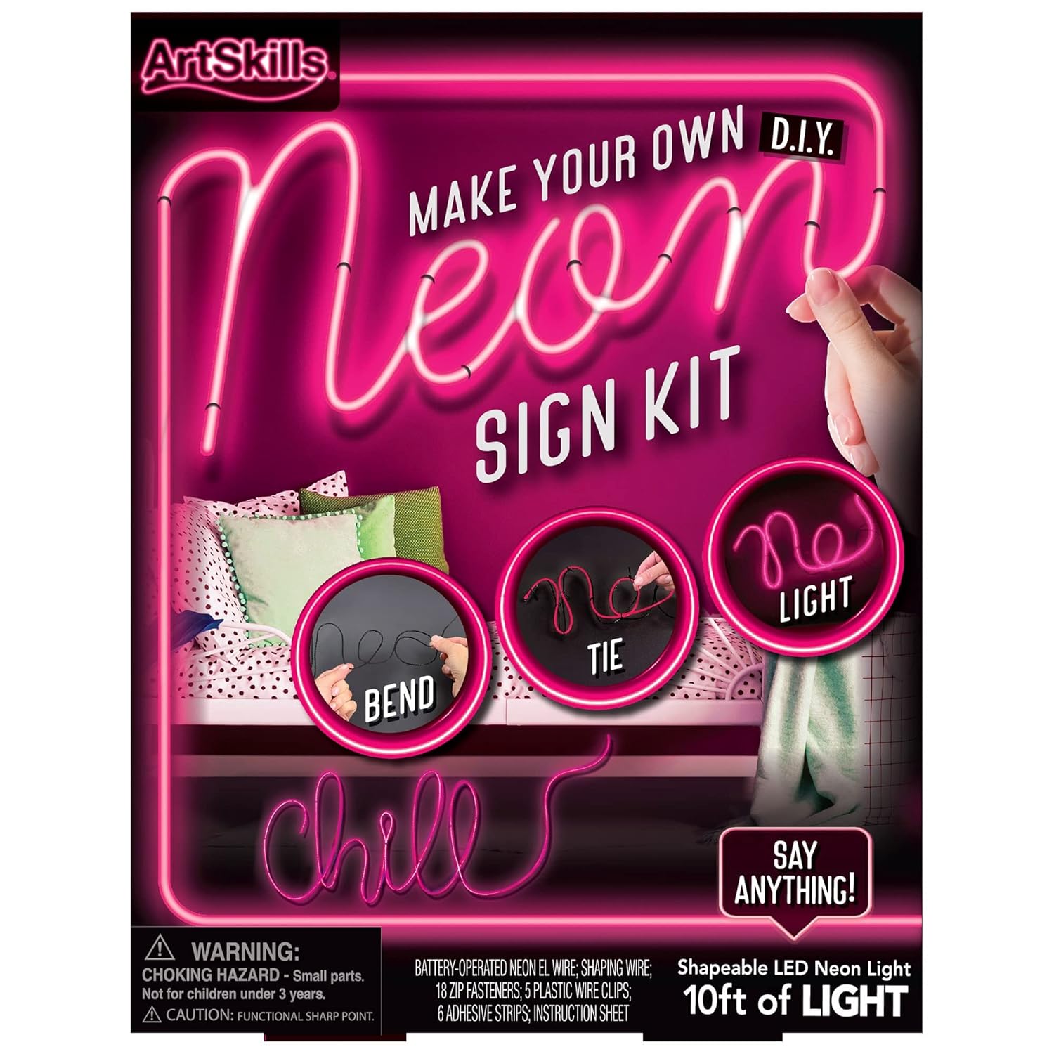 ArtSkills Make Your Own Neon Sign Kit, Pink Neon Lights for Bedroom