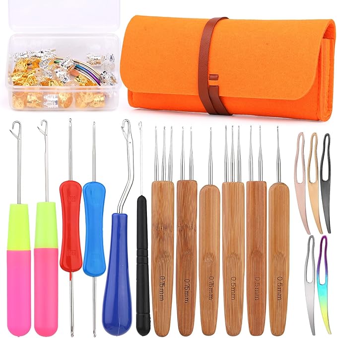 Dreadlock Crochet Hook, 48 Pcs Dreadlock Crochet Hook Set, 6 Dreadlock