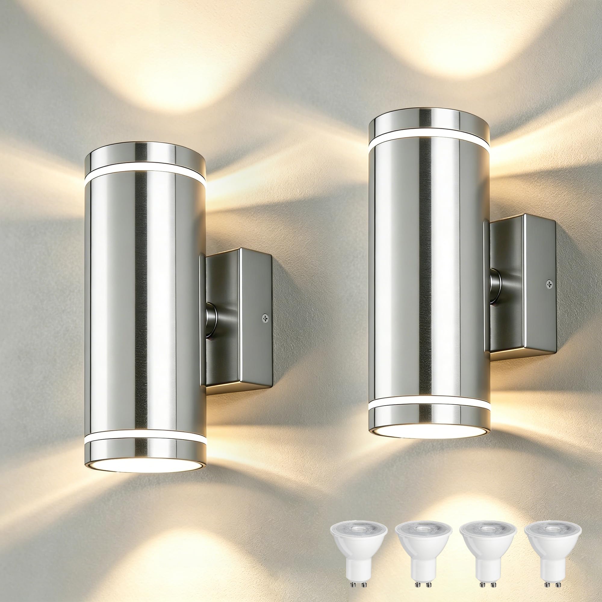 YOVGQOLV Outdoor Wall Lights Mains Powered Up Down Outside Lights IP65 GU10