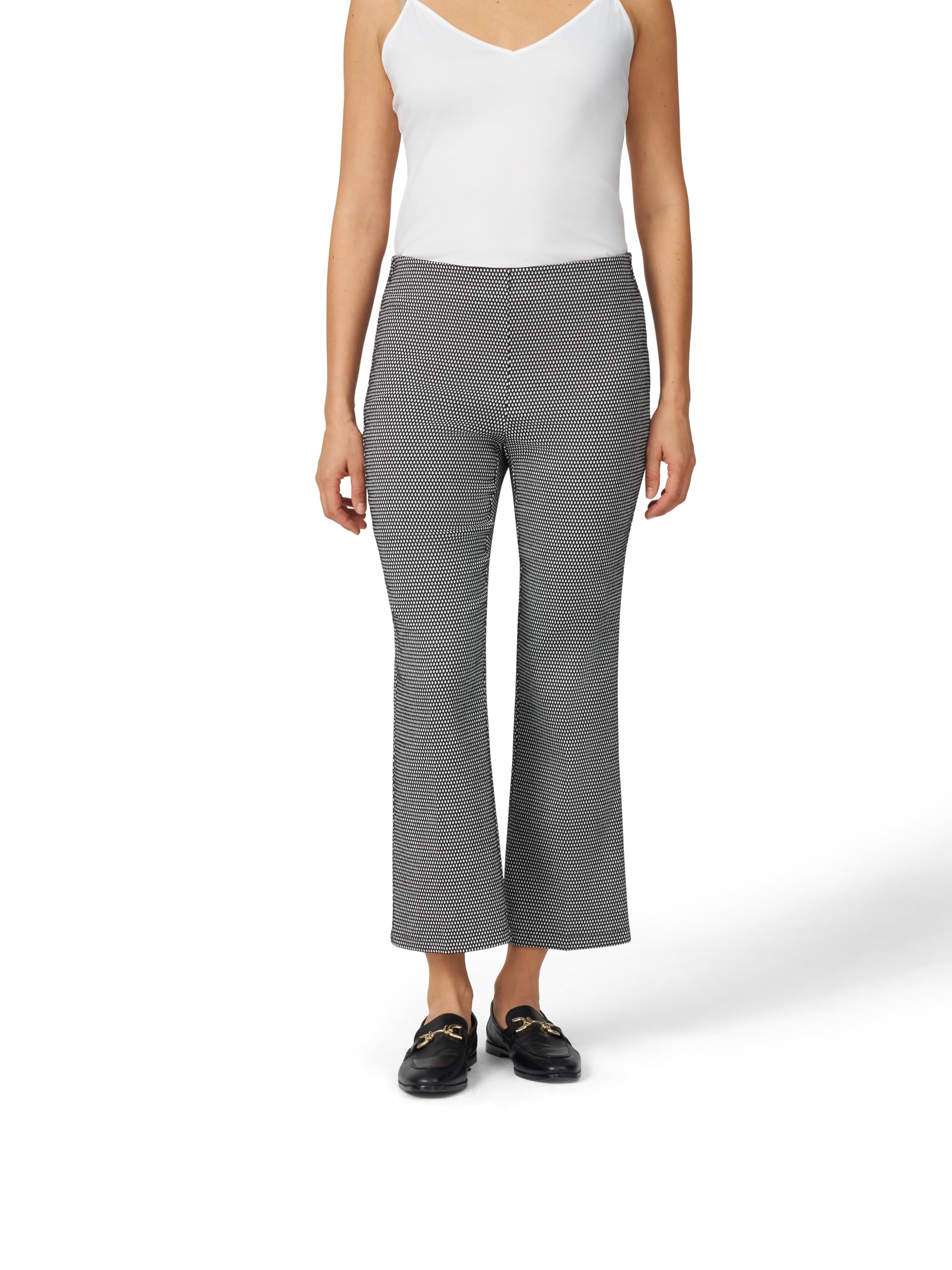 Cable Gauge Womens Plaid Kick Flare Pant - Cropped Knit Trousers Elastic Waistband Pull-On Design Versatile Bottoms