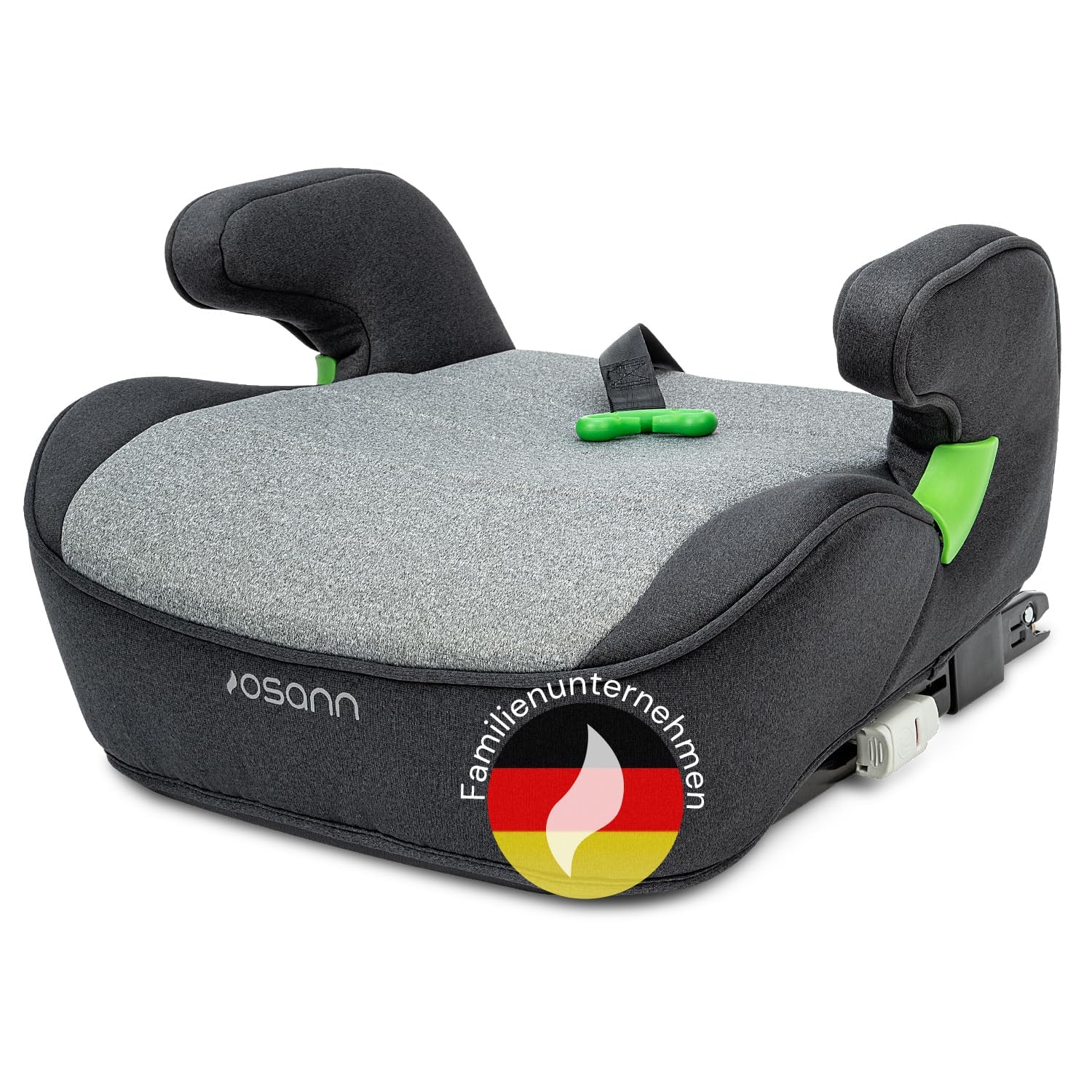 Osann Lux Isofix – Die flexible & bequeme Sitzerhöhung Auto Kinder (126-150 cm), mit & ohne Isofix nutzbar, ergonomische Sitzfläche & sichere Gurtführung - Universe Grey