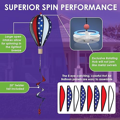 Miniatura 4 de Globo de aire caliente colgante de jardín giratorio de 12 pulgadas – Diseño de estrella vibrante, decoración al aire libre resistente a la