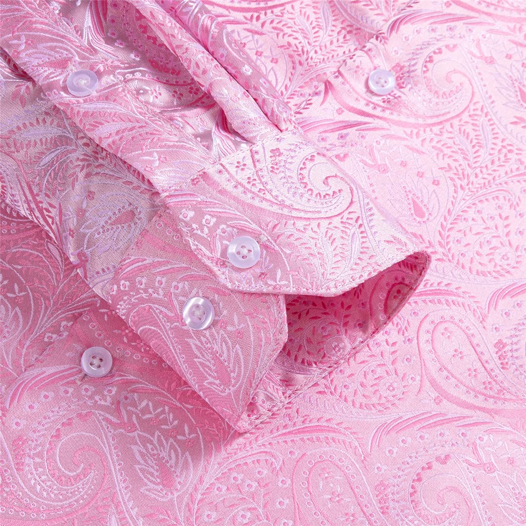 Niiyyjj Męskie koszule satynowe Paisley żakardowe jedwabne koszule męskie z długim rękawem ślub biznesowa koszula, Cy-1095, 3XL