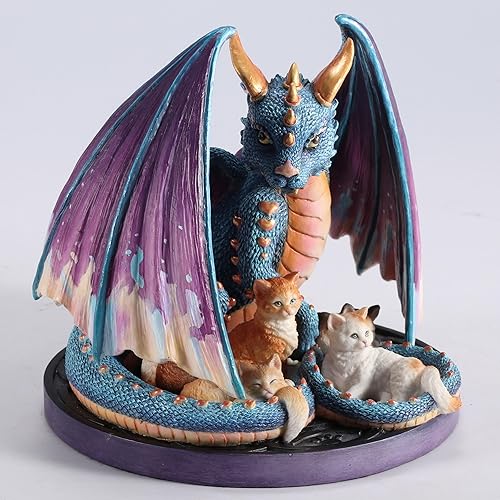 Miniatura 2 de Veronese Design Selina Fenech - Figura de dragón iridiscente y gatos de 5 1/8 pulgadas, pintada a mano