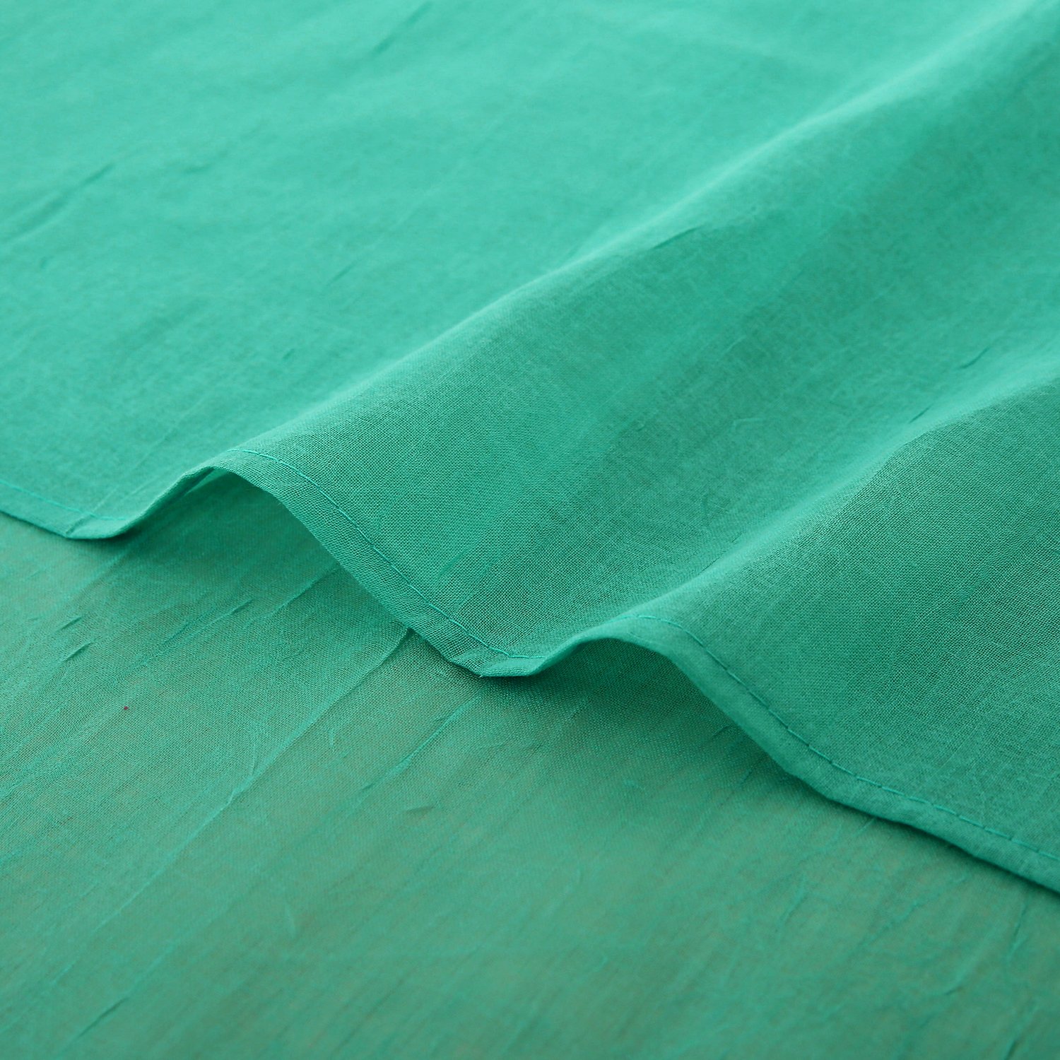 Deconovo sólido (aspecto de lino), color ondulados Sheer sintética India algodón cortina paneles 1 par, poliéster y mezcla de poliéster, verde azulado, 42W x 84L Inch