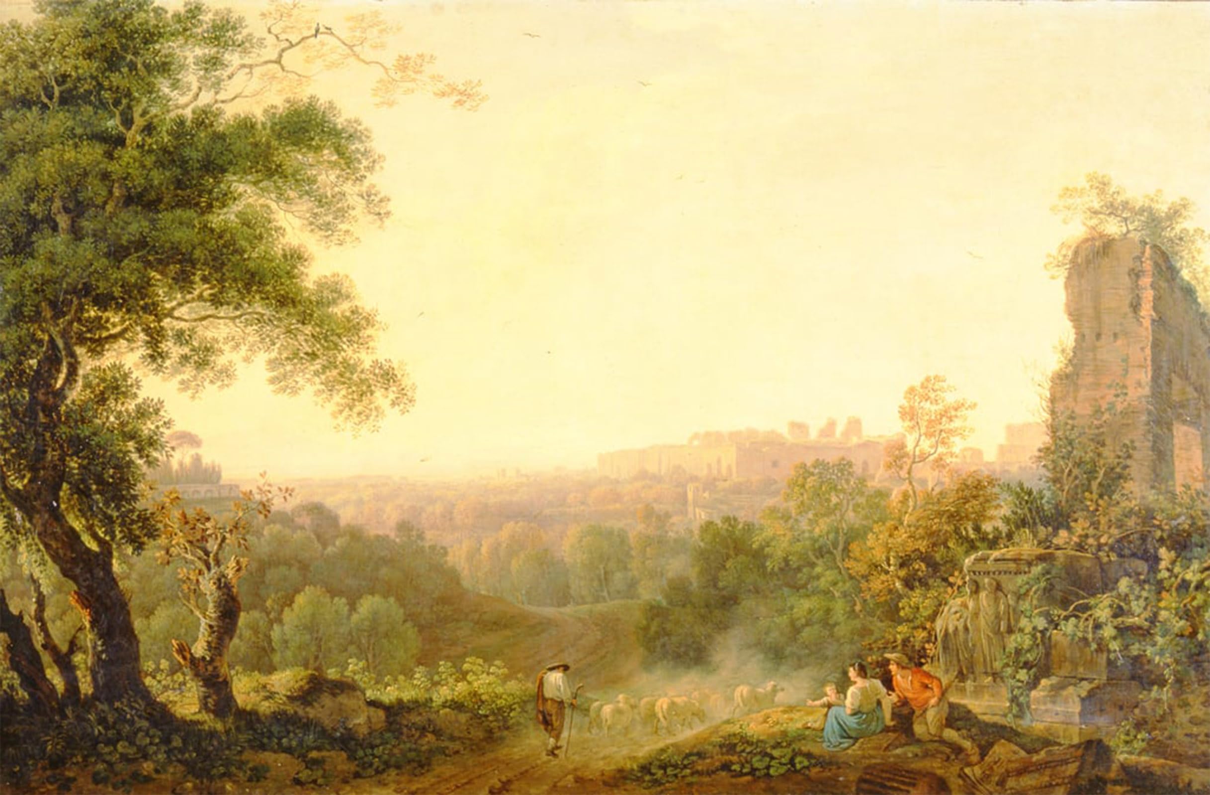ARTXLXXBN Famous Painting Canvas Artwork Graffiti Print a View Ofwith Peasants and Ruins by Jacob Hackert Portrait Canvas Image for Home Decor 60x90cm