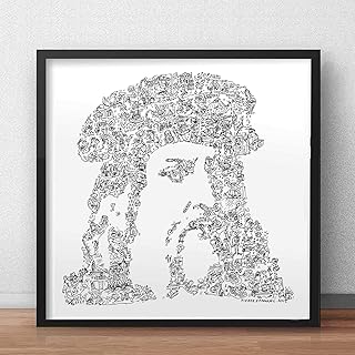 Leonardo Da Vinci print with doodles inside the portrait | Plenty of details about The Renaissance Genius | hard to find gift black and white illustration art poster