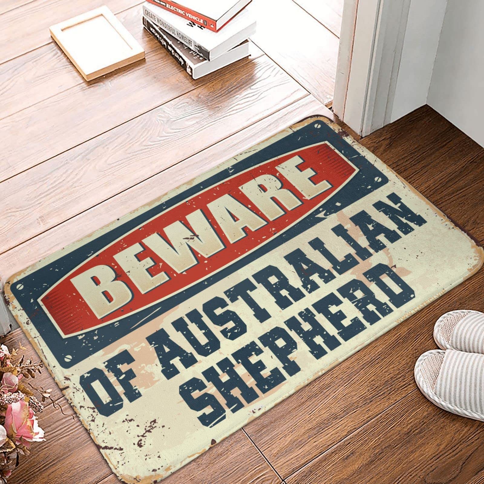 Paillasson Beware Of Australian Shepherd grand format 65 x 90 cm