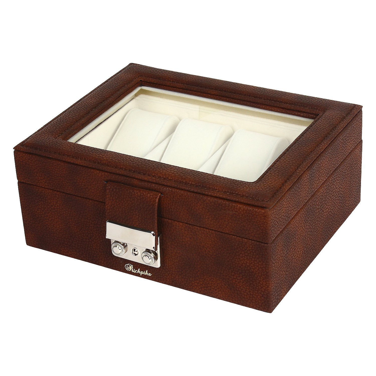 Richpiks Leather Watch Box for 8 Watches (B01BHPJ6YW) Amazon Price History, Amazon Price Tracker